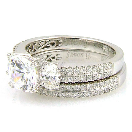 Natural 1.05ct Engagement Ring Set 18KT White Gold