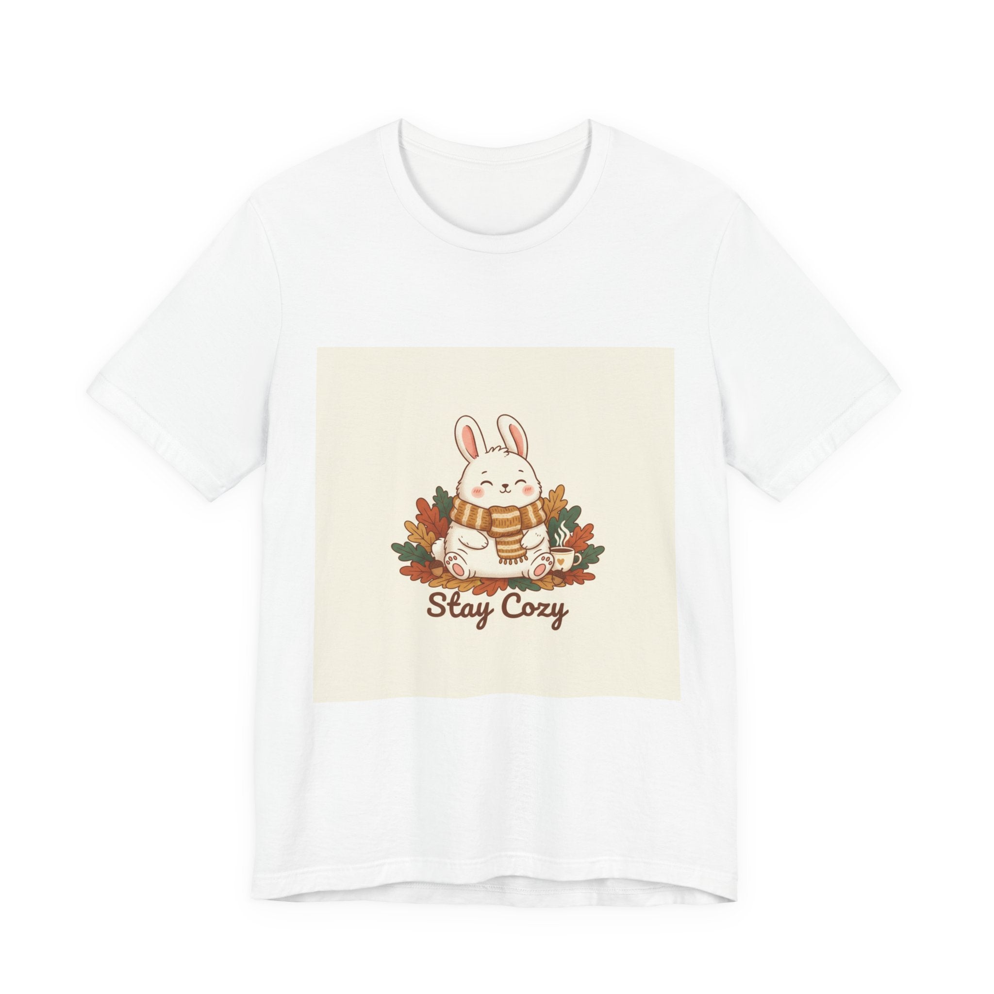 Stay Cozy Bunny T-Shirt | cute animal illustration, winter forest art