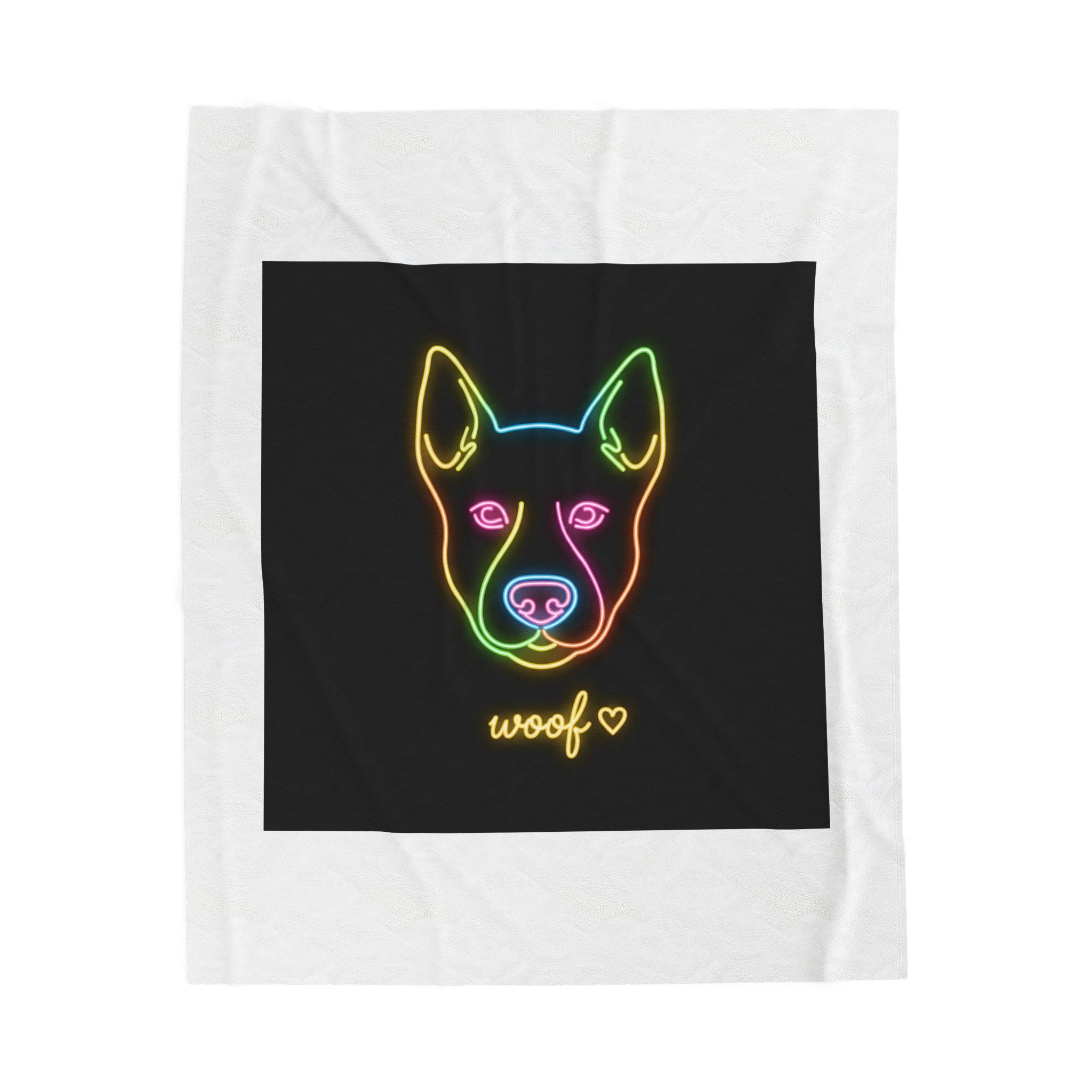 Neon Dog 'woof' Plush Blanket | Office Humor, Meeting Meme