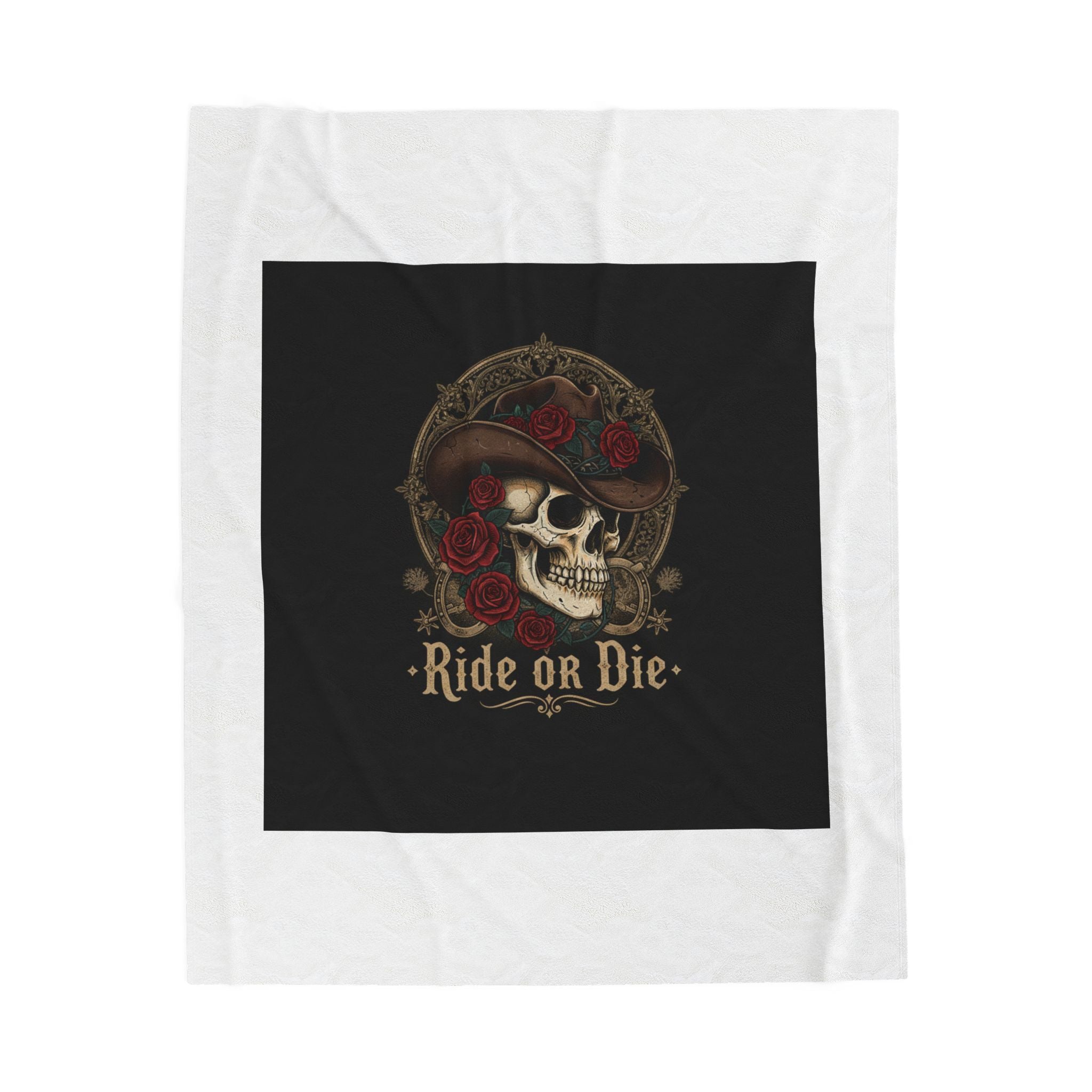 Ride or Die Skull Blanket | Western-Gothic, cowboy skull art, gothic Americana