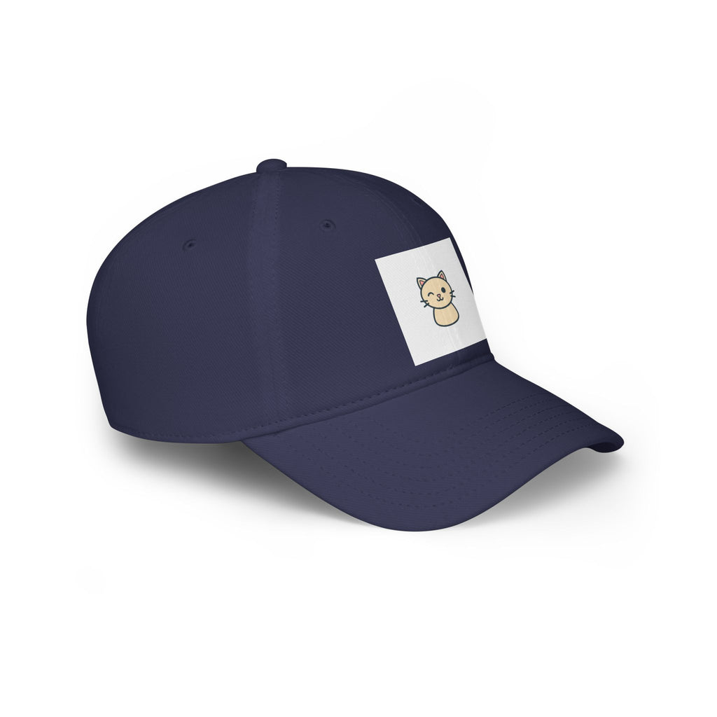 Cute Cat Patch Baseball Cap — Minimalist Kitten Embroidered Hat