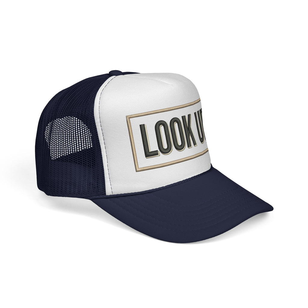 Look Up Trucker Cap — Embroidered Retro Patch Mesh Hat
