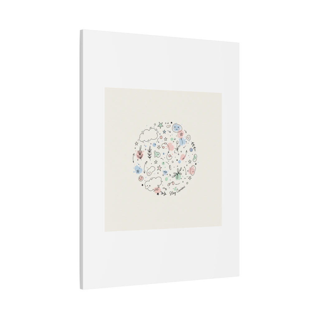 Doodle Circle Line Drawing Matte Canvas, Hand-Drawn Sketch Art