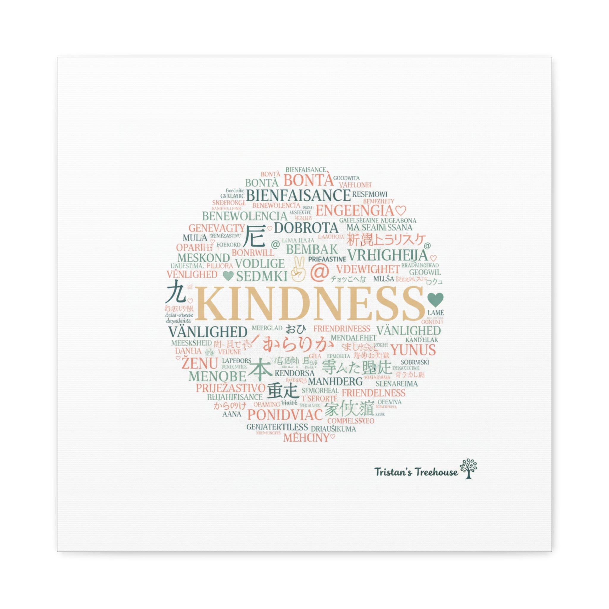 Kindness Word Cloud Canvas | Fresh Start Minimalist Wall Art