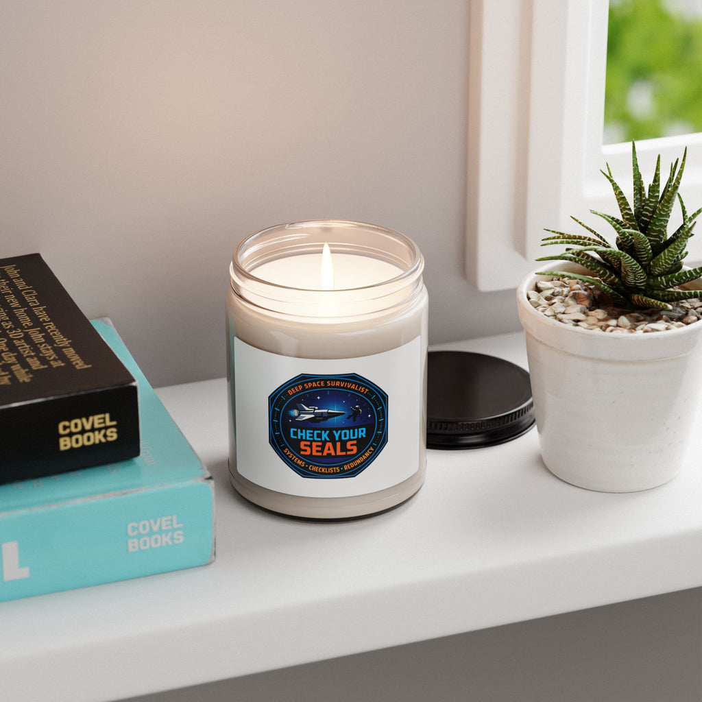 Check Your Seals Soy Candle | space survival, mission patch