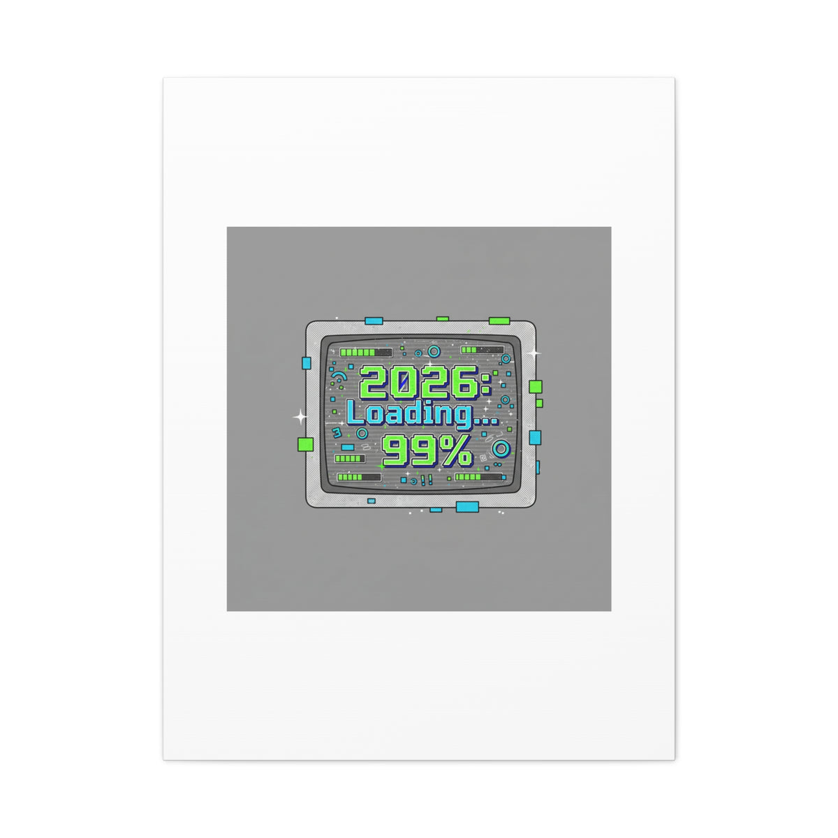 2026 Loading 99% Canvas | NYE countdown, retro system interface