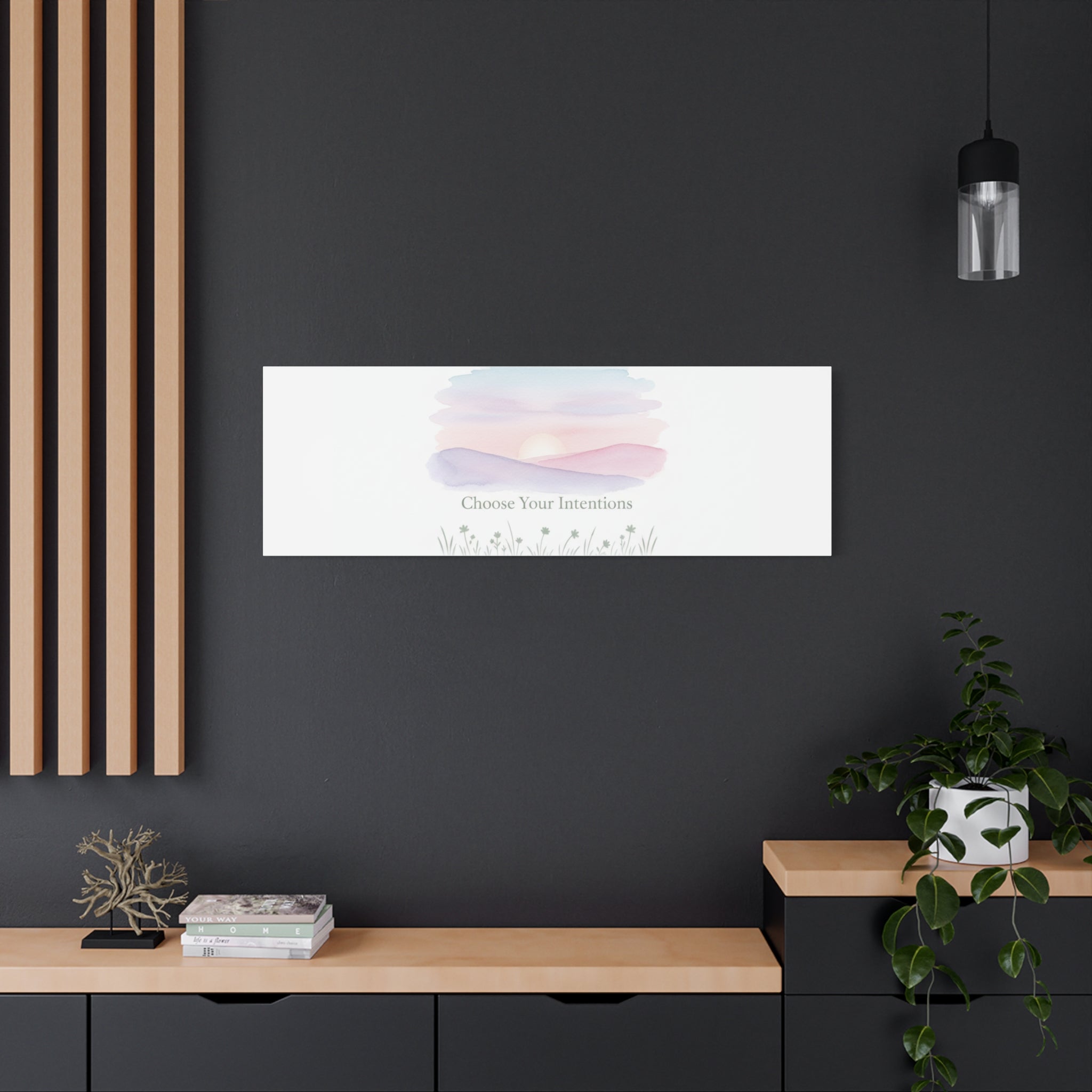 Choose Your Intentions Canvas, soft wellness poster, pastel gradient mindfulness art
