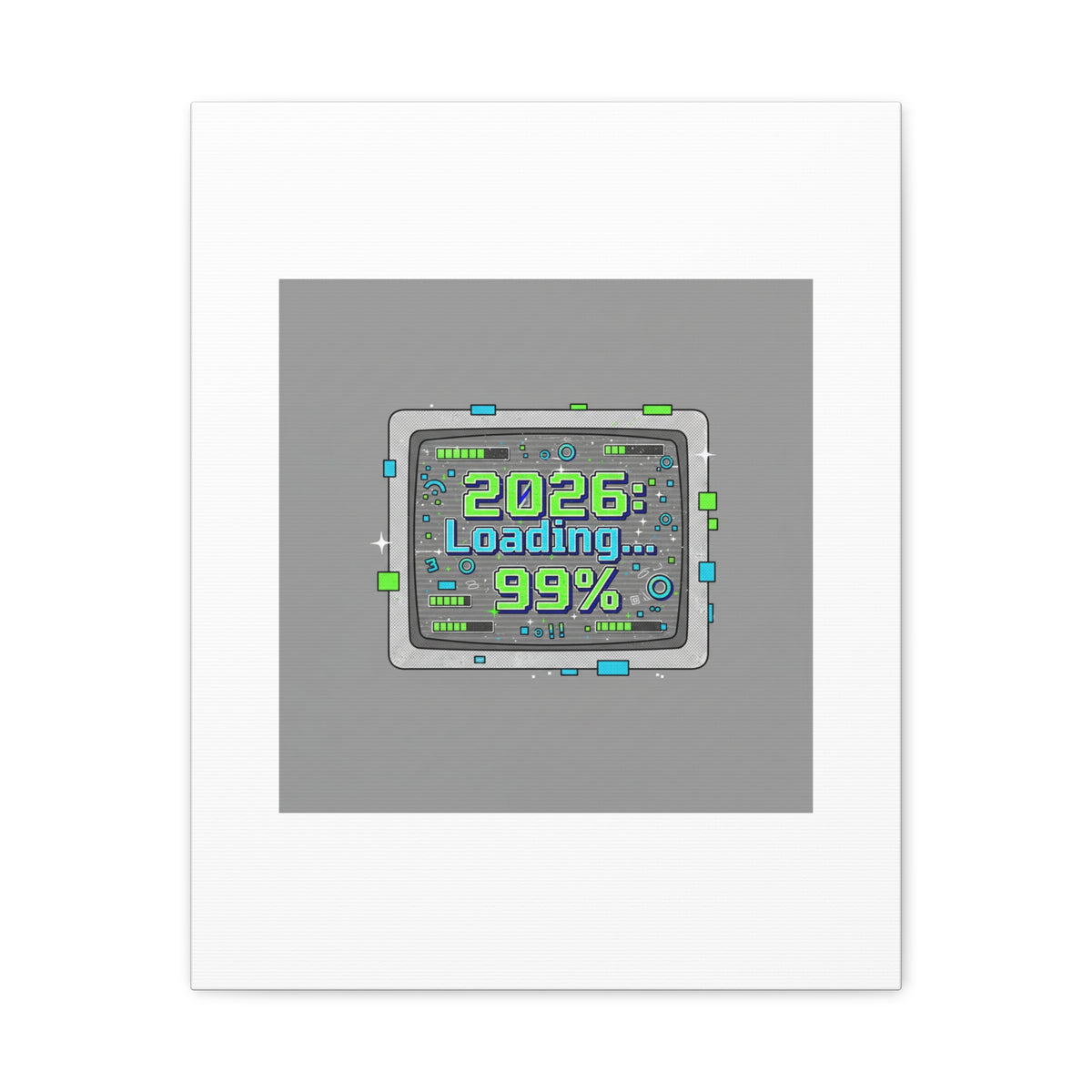 2026 Loading 99% Canvas | NYE countdown, retro system interface