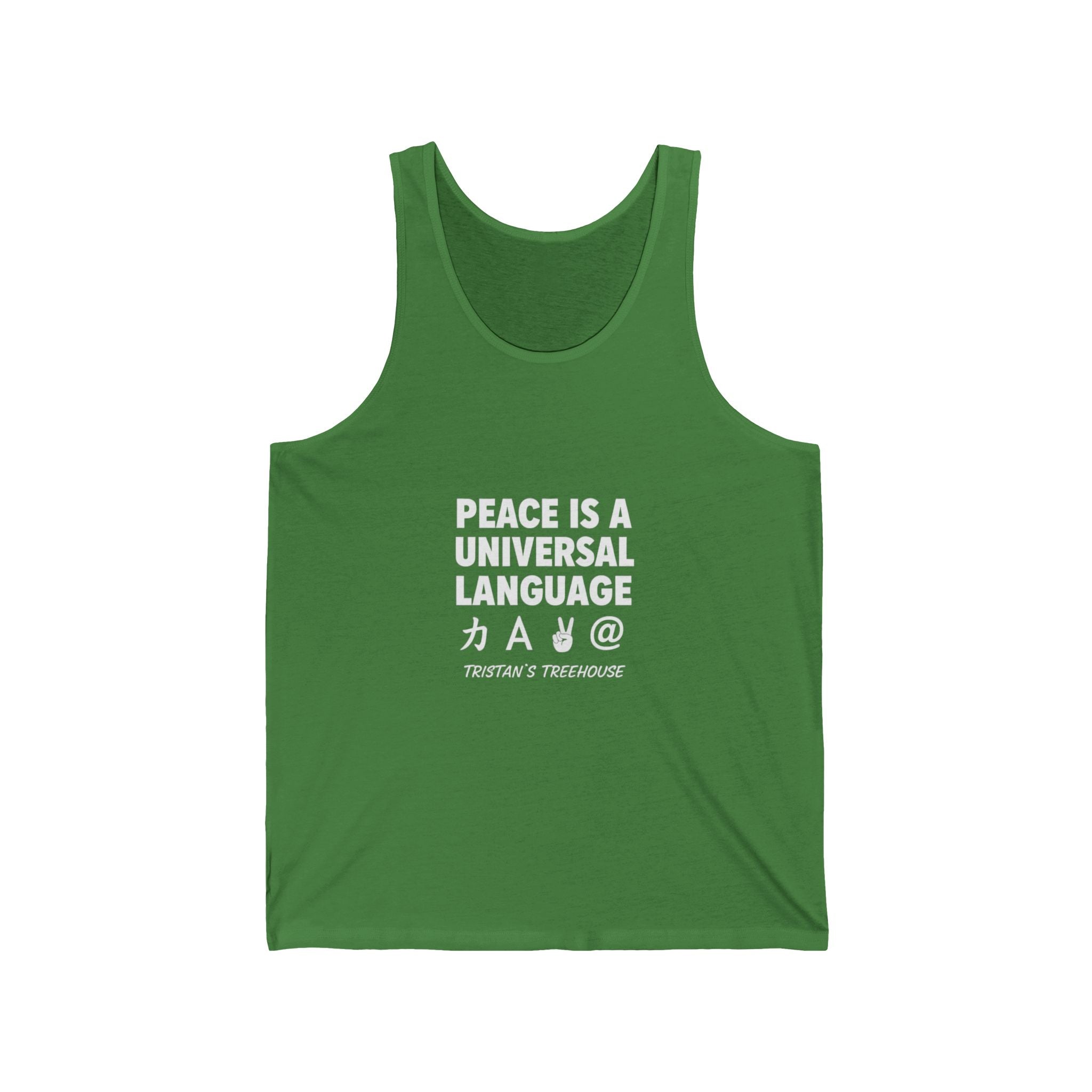 Peace Is a Universal Language Tank Top – Graphic Message Muscle Tee