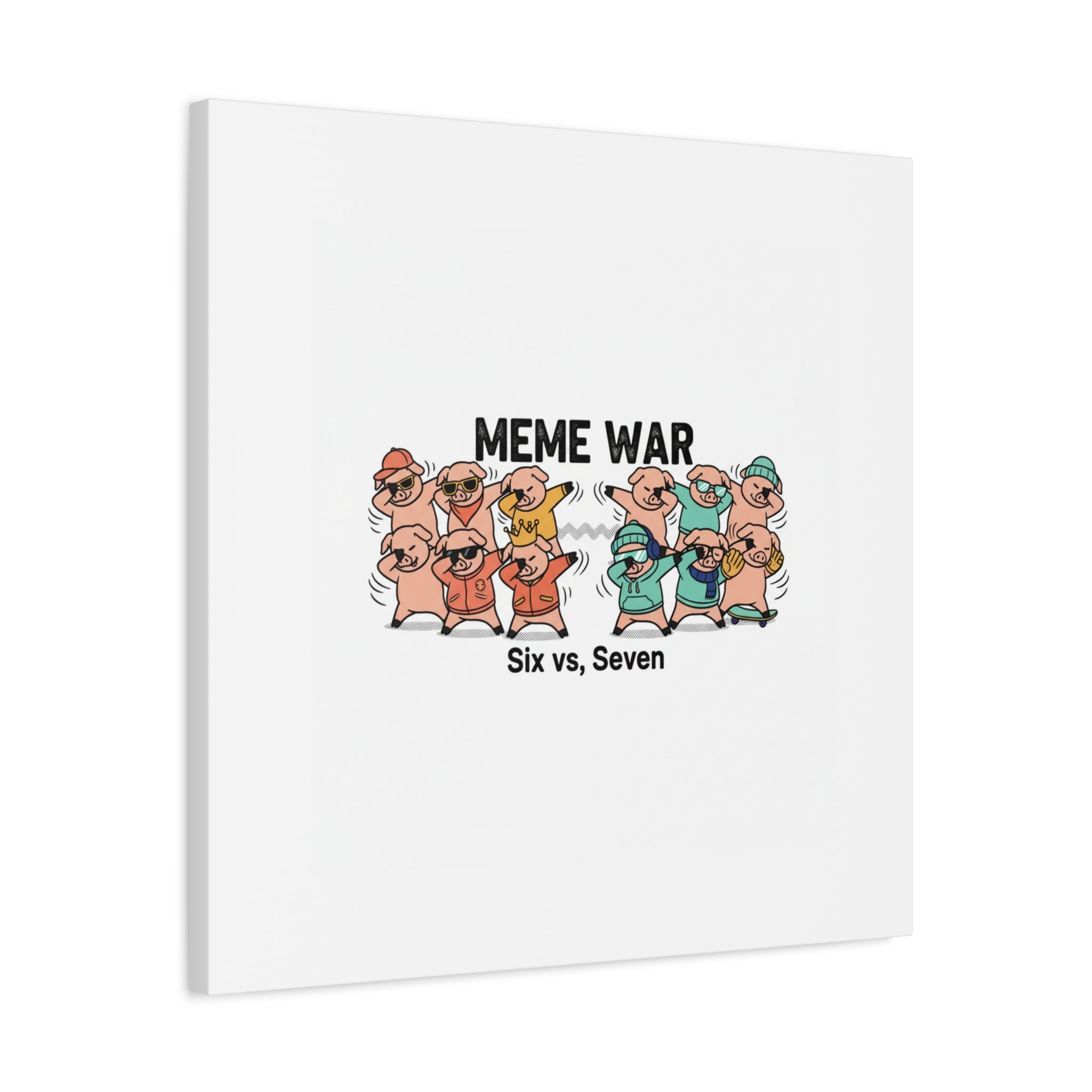 Meme War: Six vs. Seven Canvas Wall Art