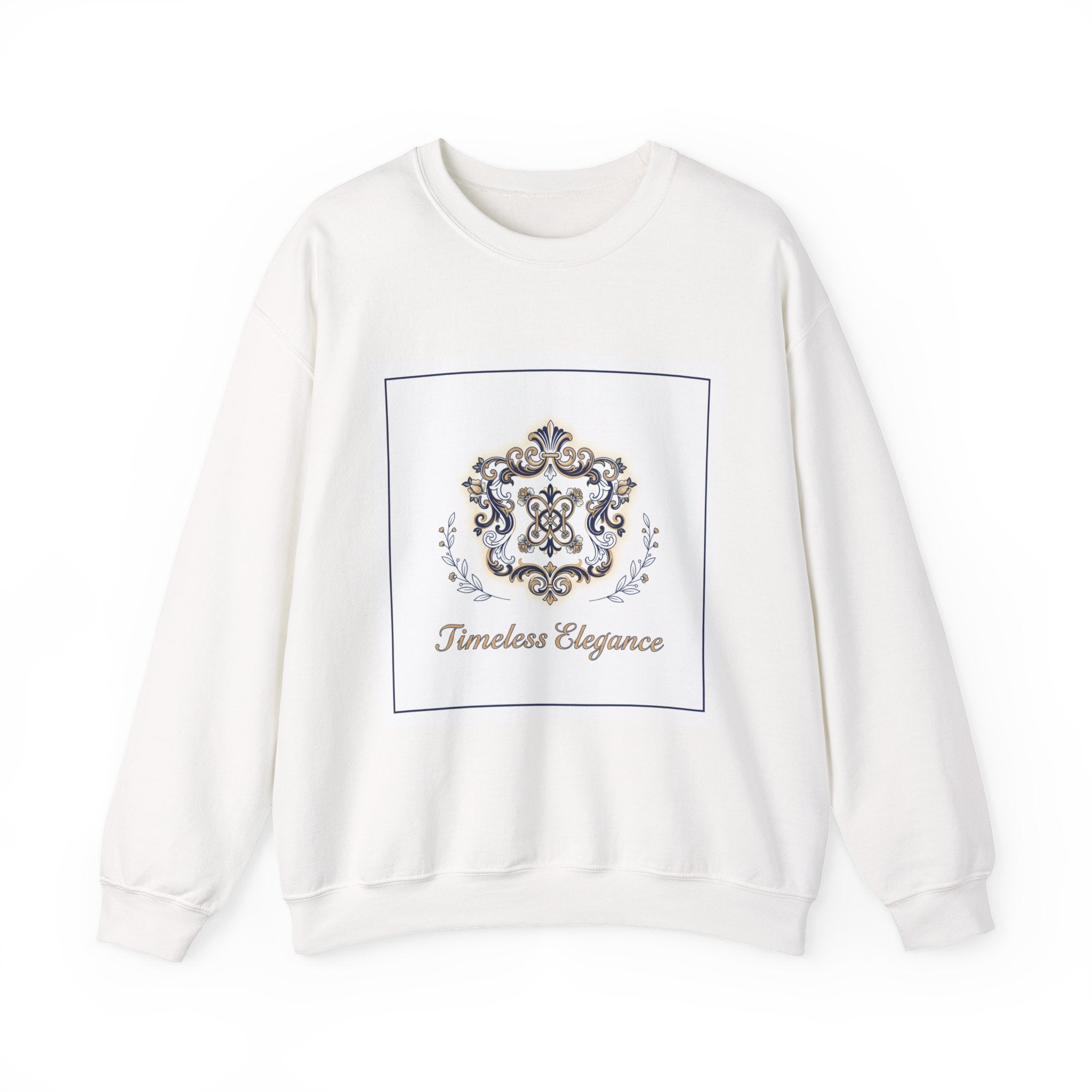 Ornate Pin Emblem Crewneck Sweatshirt | brooch graphic, baroque print