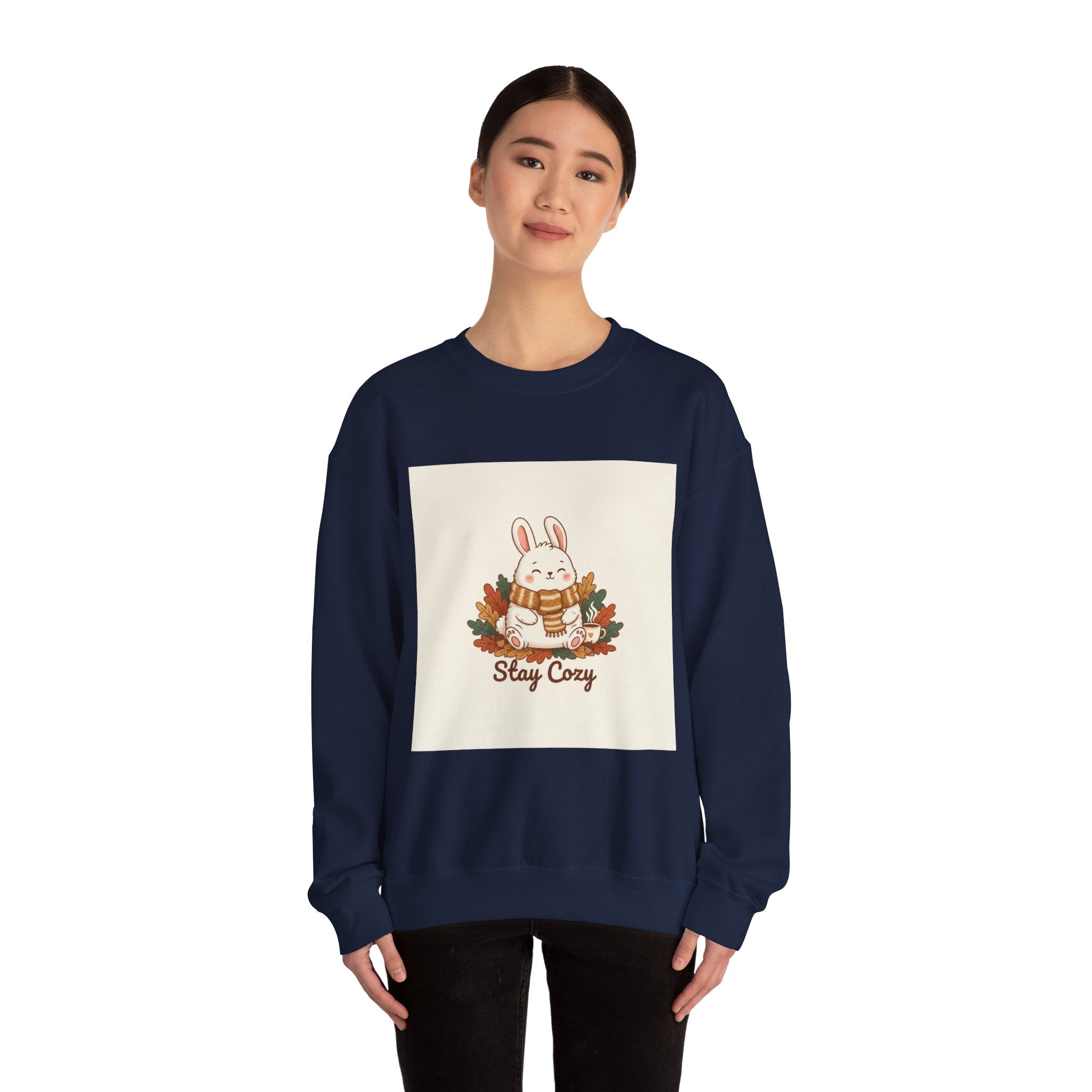 Stay Cozy Bunny sweatshirt | cute animal illustration, winter forest art