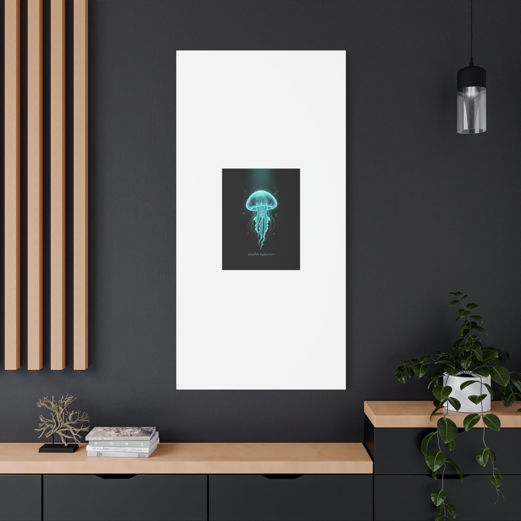 Bioluminescent Jellyfish Art Canvas | Deep Sea Aesthetic, Neon Glow