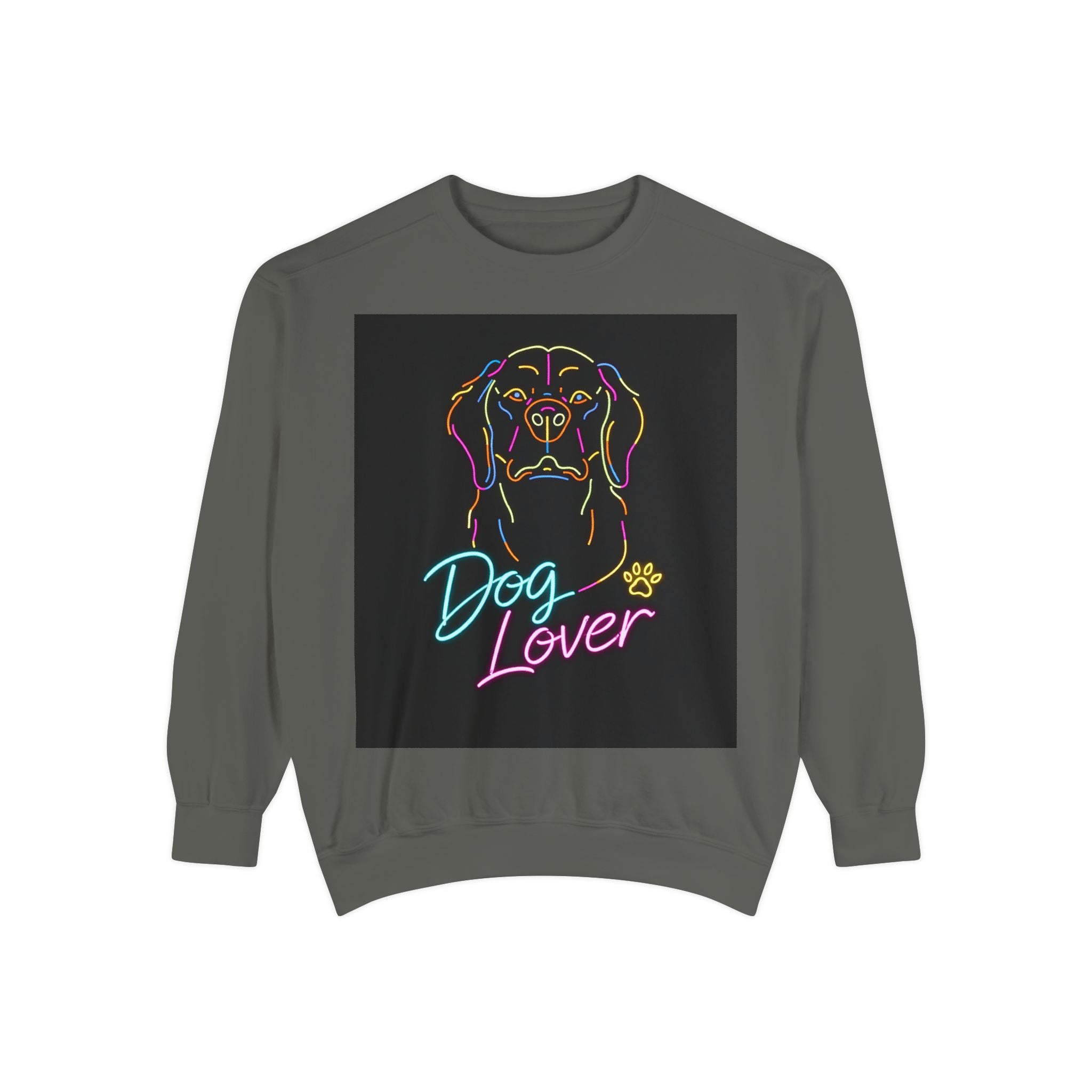 Dog Lover Sweatshirt — Neon Puppy Graphic Crewneck