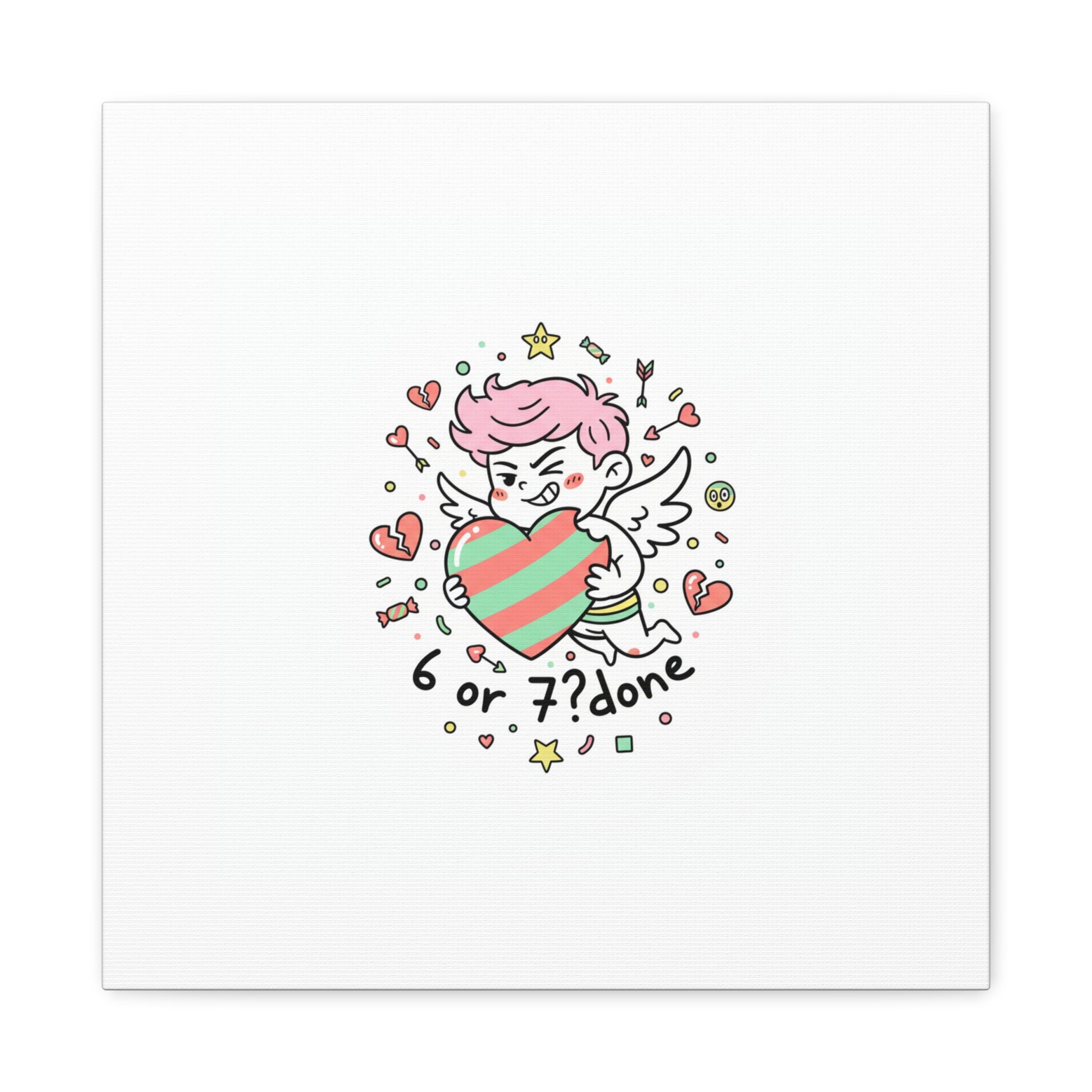 Weird Cupid heart illustration Canvas | Weird Valentine, quirky chaotic love