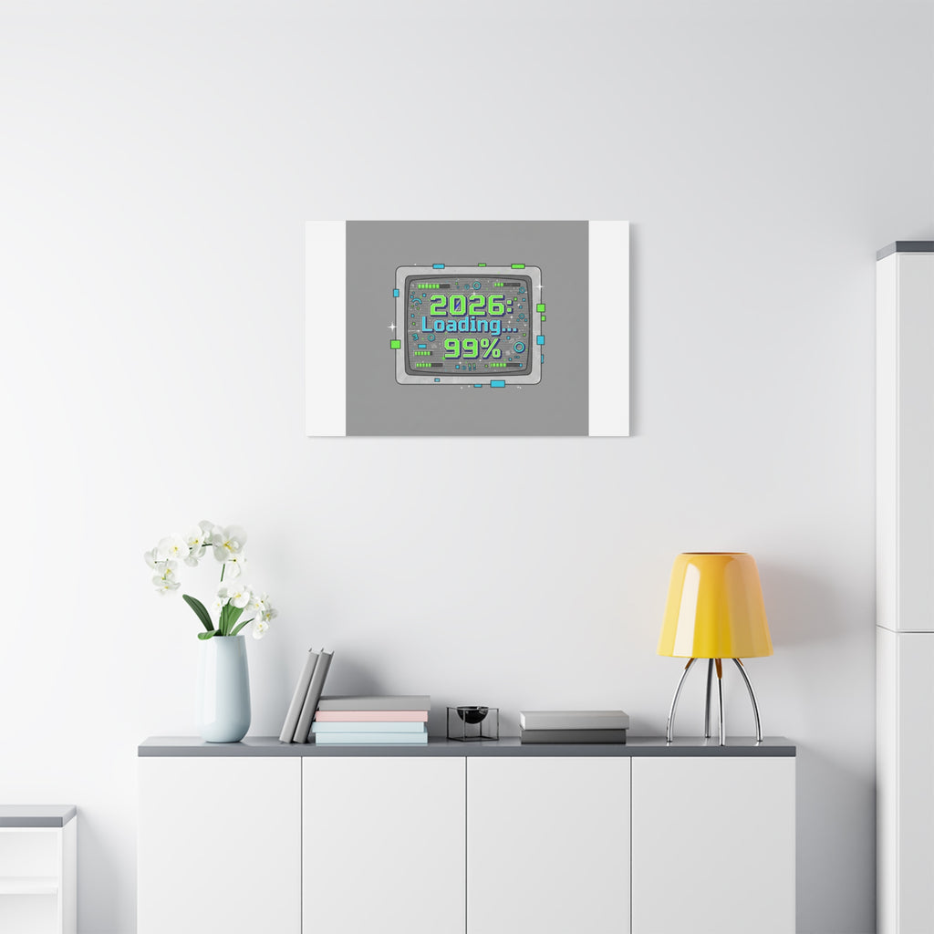 2026 Loading 99% Canvas | NYE countdown, retro system interface
