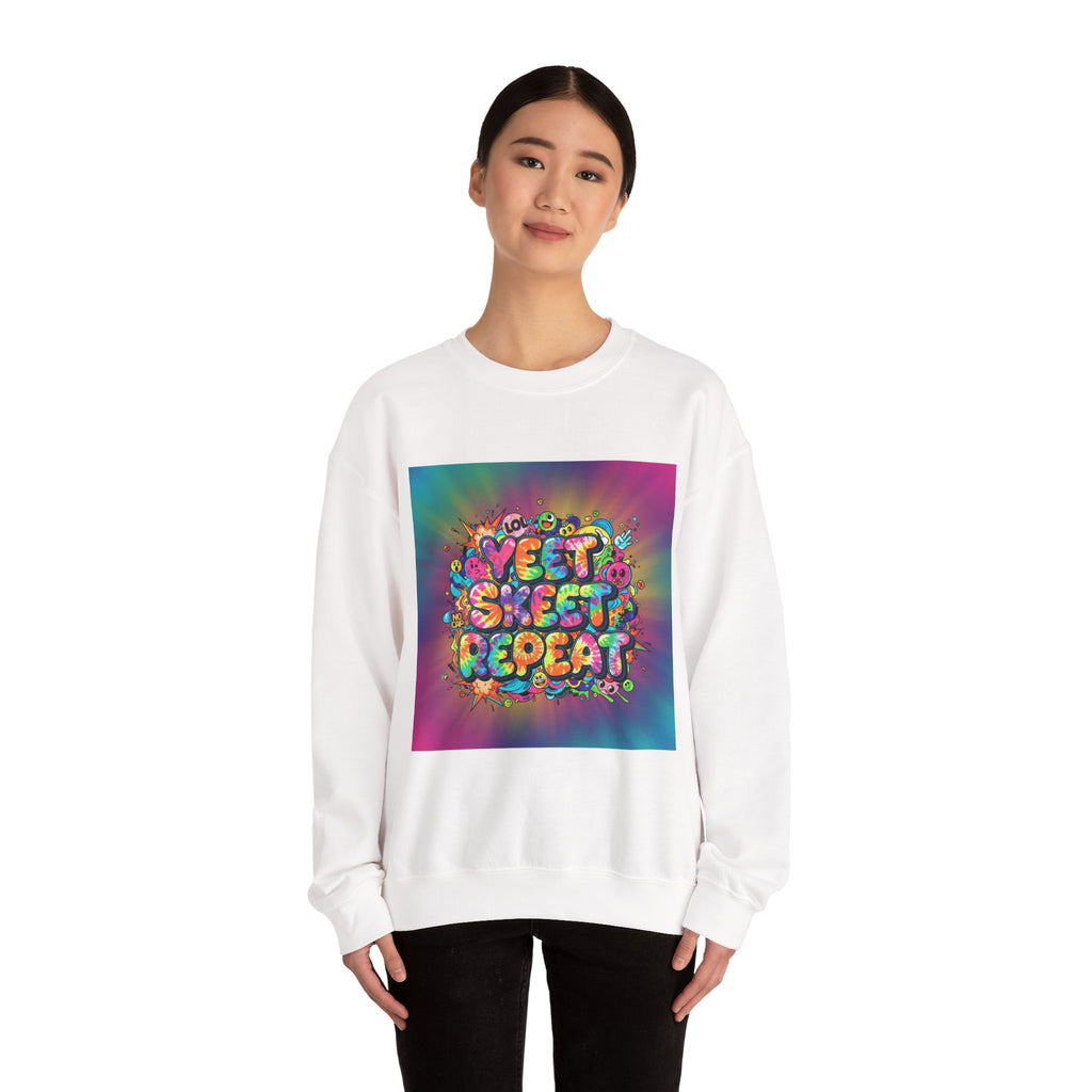 Yeet Sleep Repeat Sweatshirt | meme phrase, glitch graphic