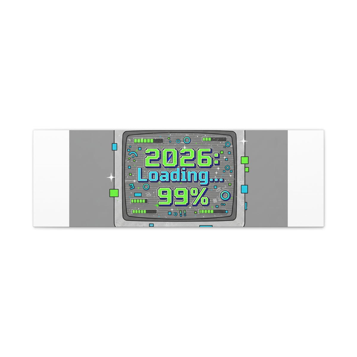 2026 Loading 99% Canvas | NYE countdown, retro system interface