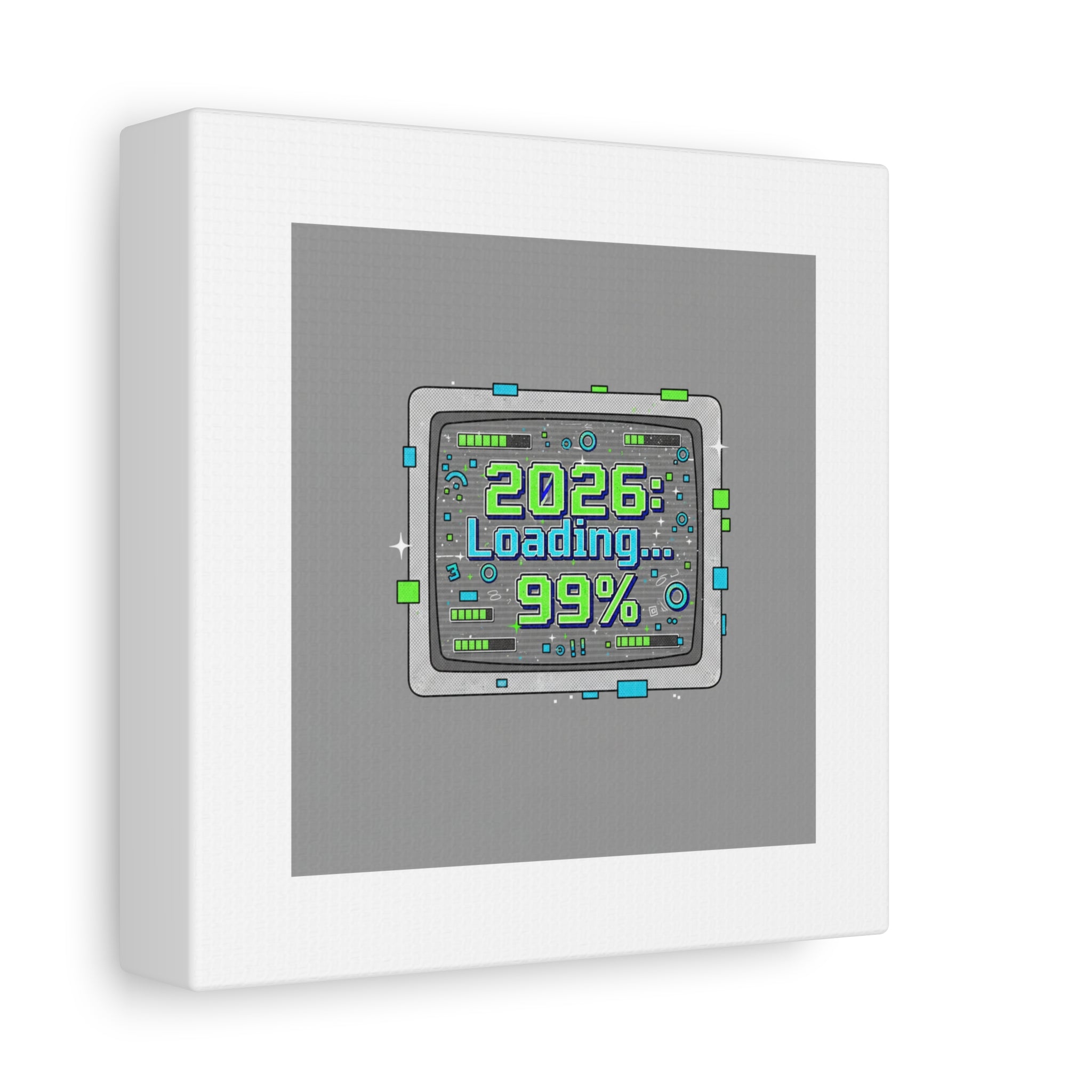 2026 Loading 99% Canvas | NYE countdown, retro system interface