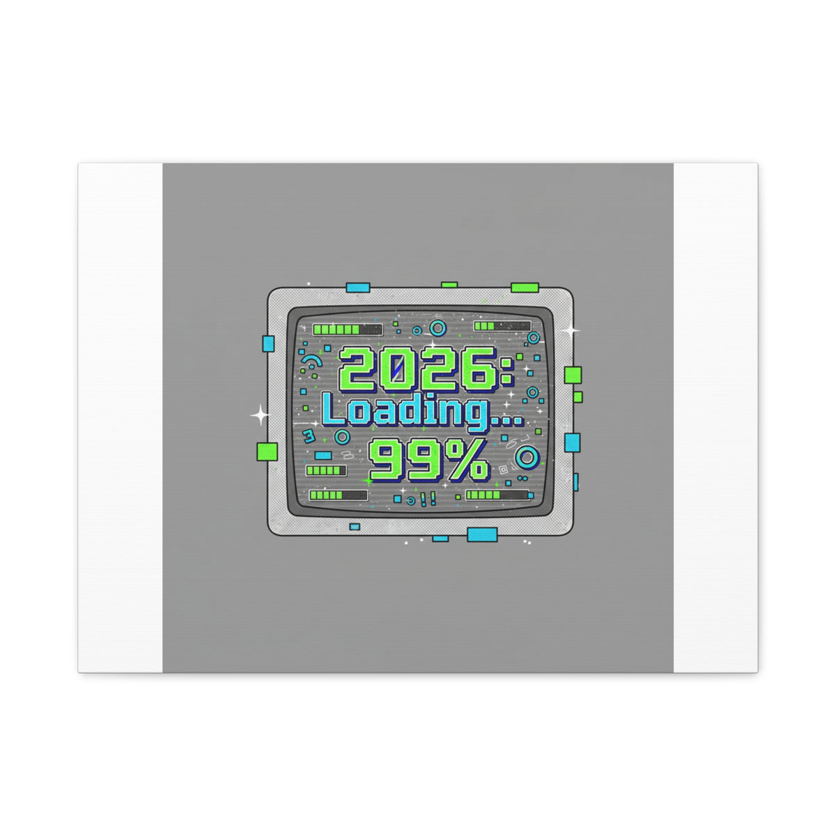 2026 Loading 99% Canvas | NYE countdown, retro system interface