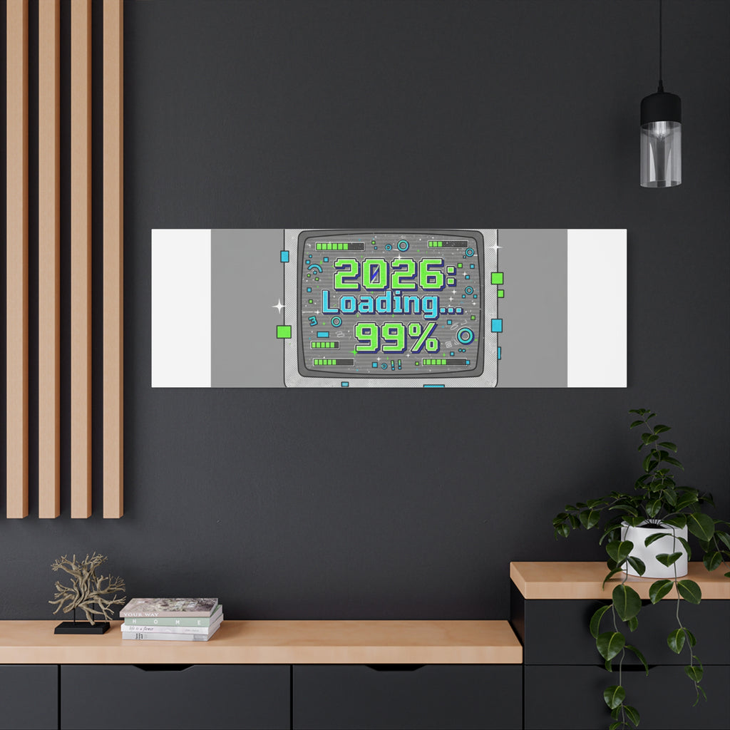 2026 Loading 99% Canvas | NYE countdown, retro system interface