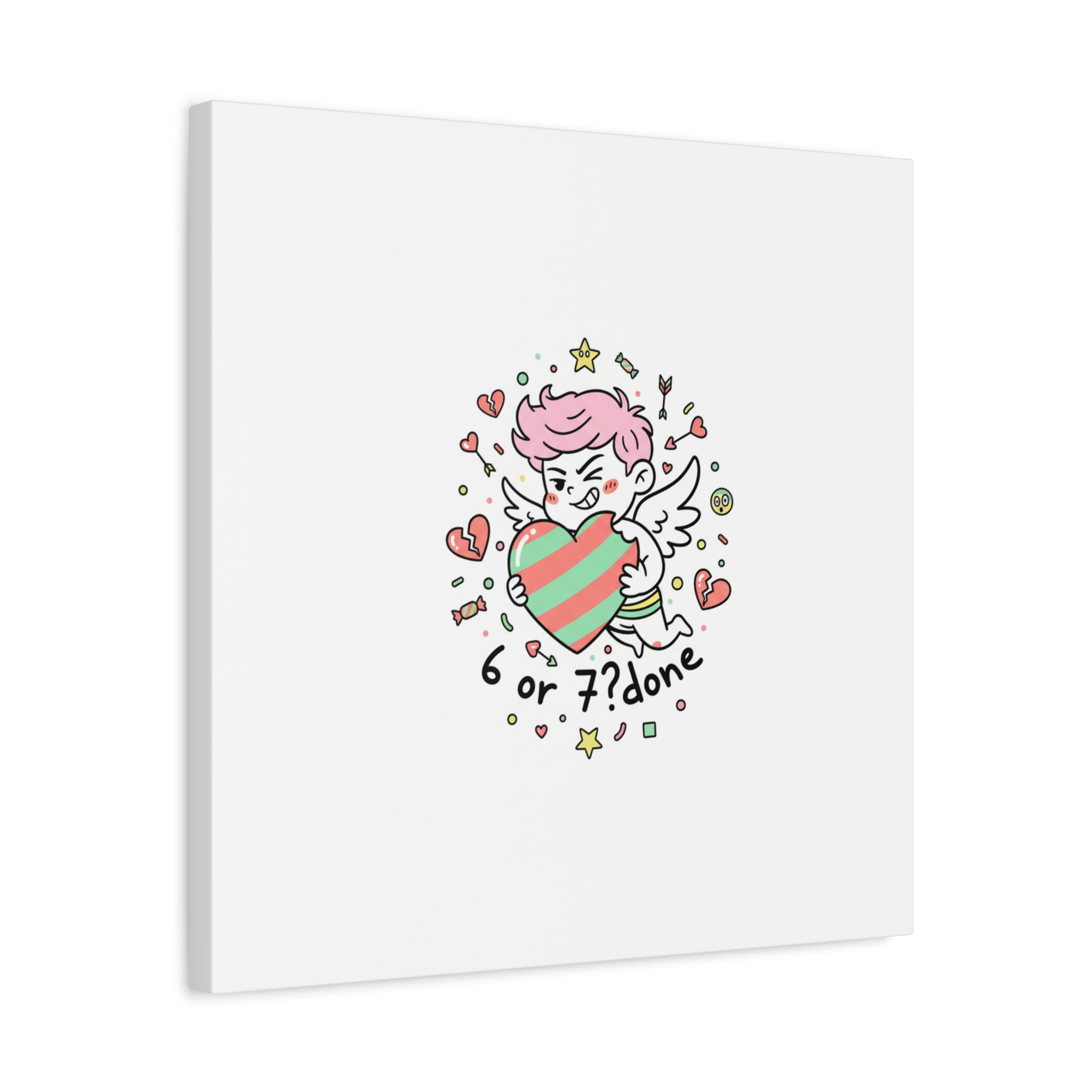 Weird Cupid heart illustration Canvas | Weird Valentine, quirky chaotic love