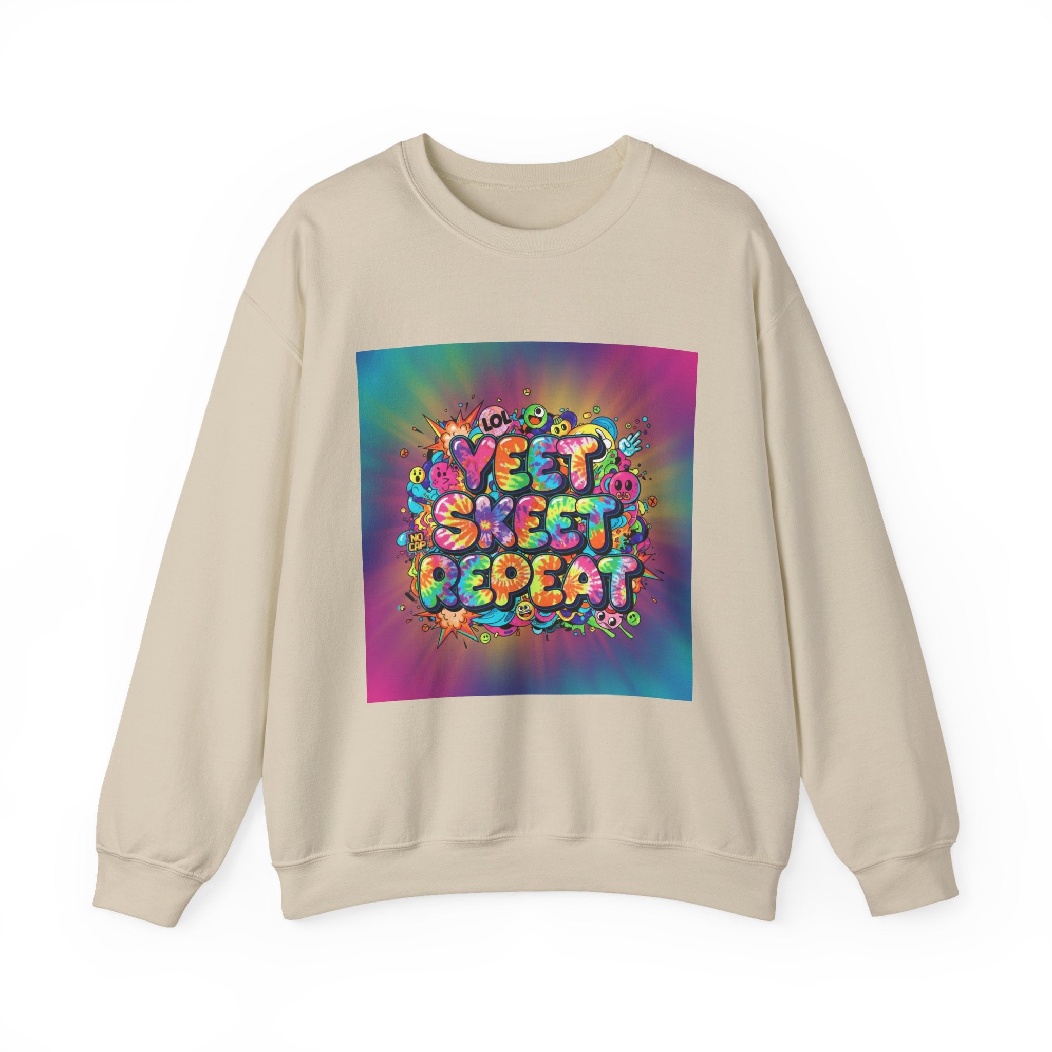 Yeet Sleep Repeat Sweatshirt | meme phrase, glitch graphic