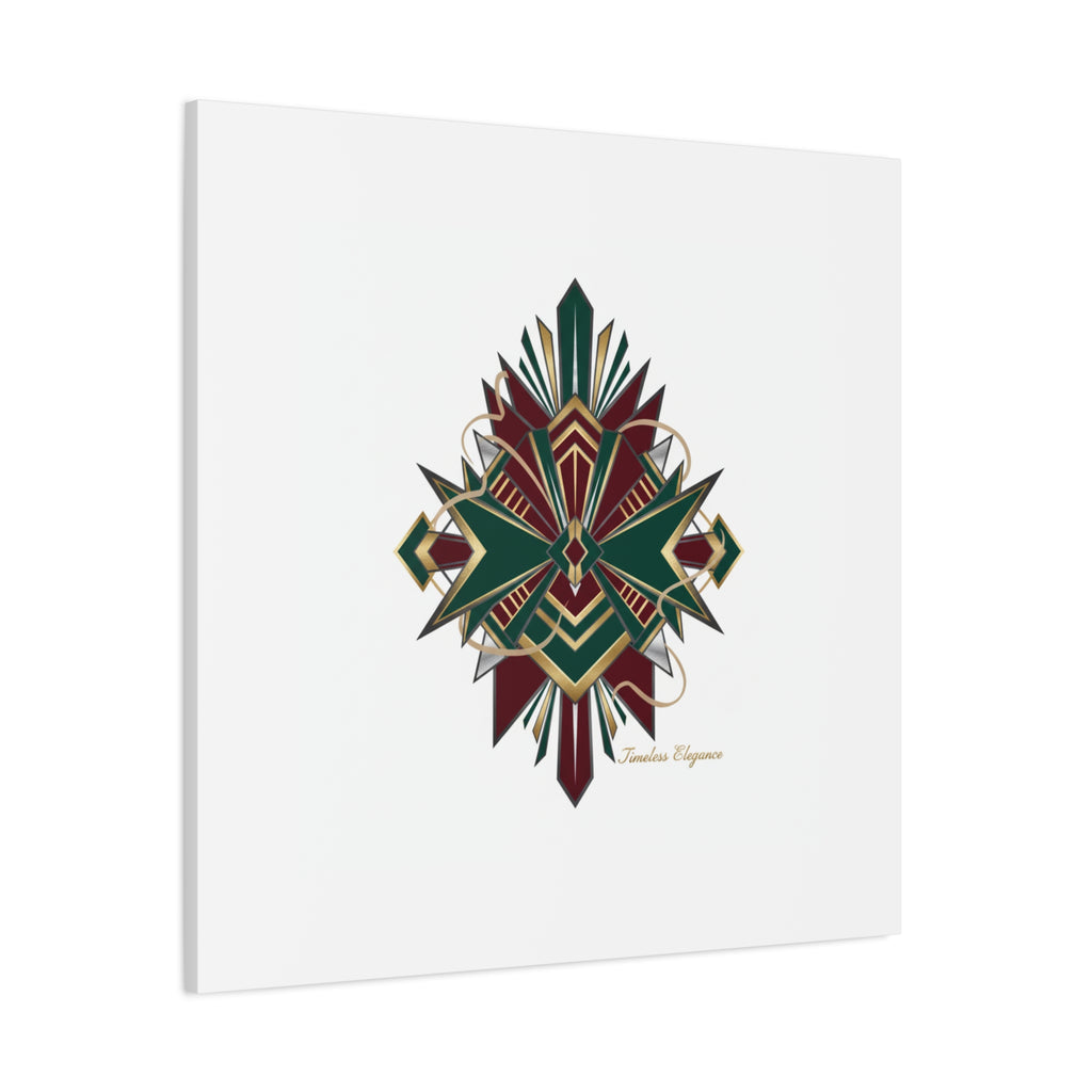 Art Deco geometric brass print Canvas | Neo-Deco chrome & gold fan motif