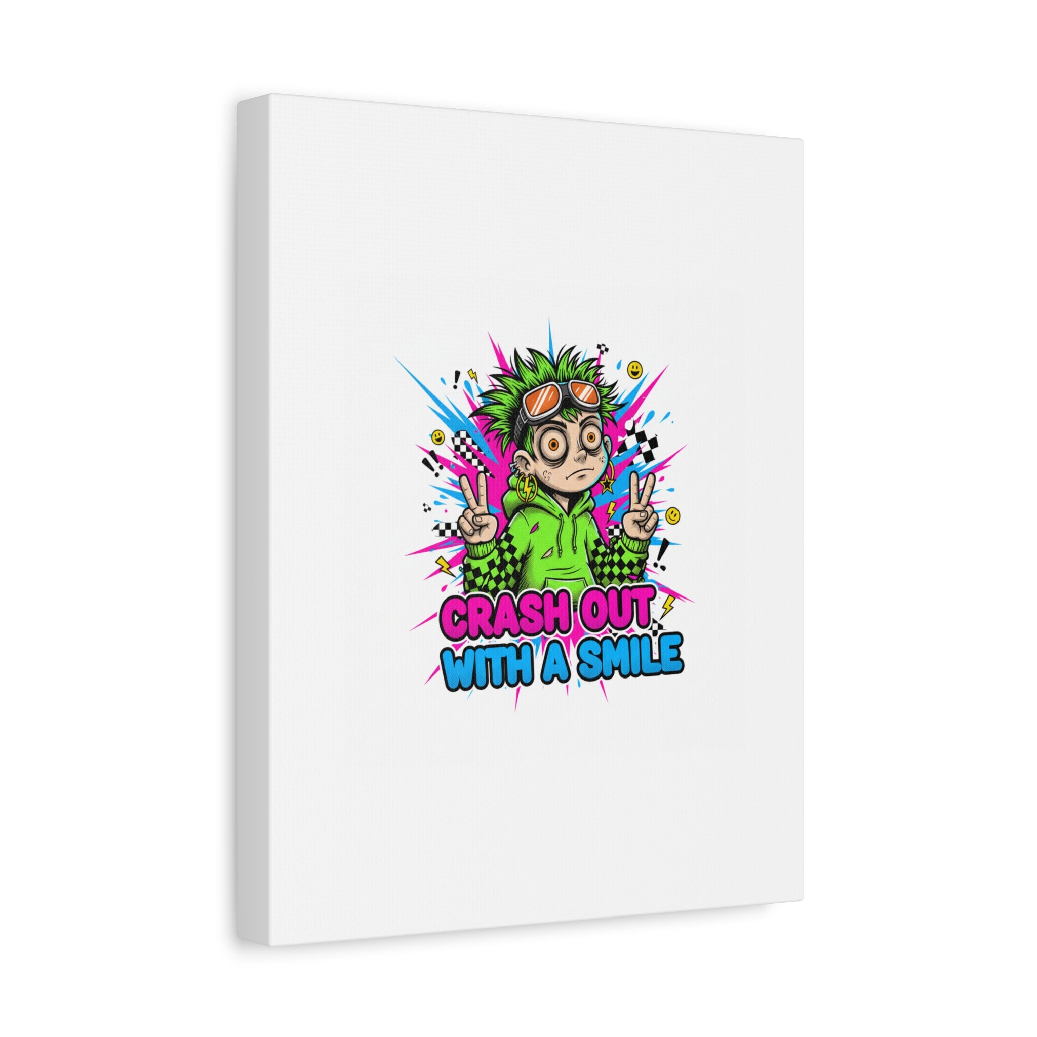 Crash Out With a Smile Canvas Print | Neon Skate Graffiti, Meme Meltdown Art