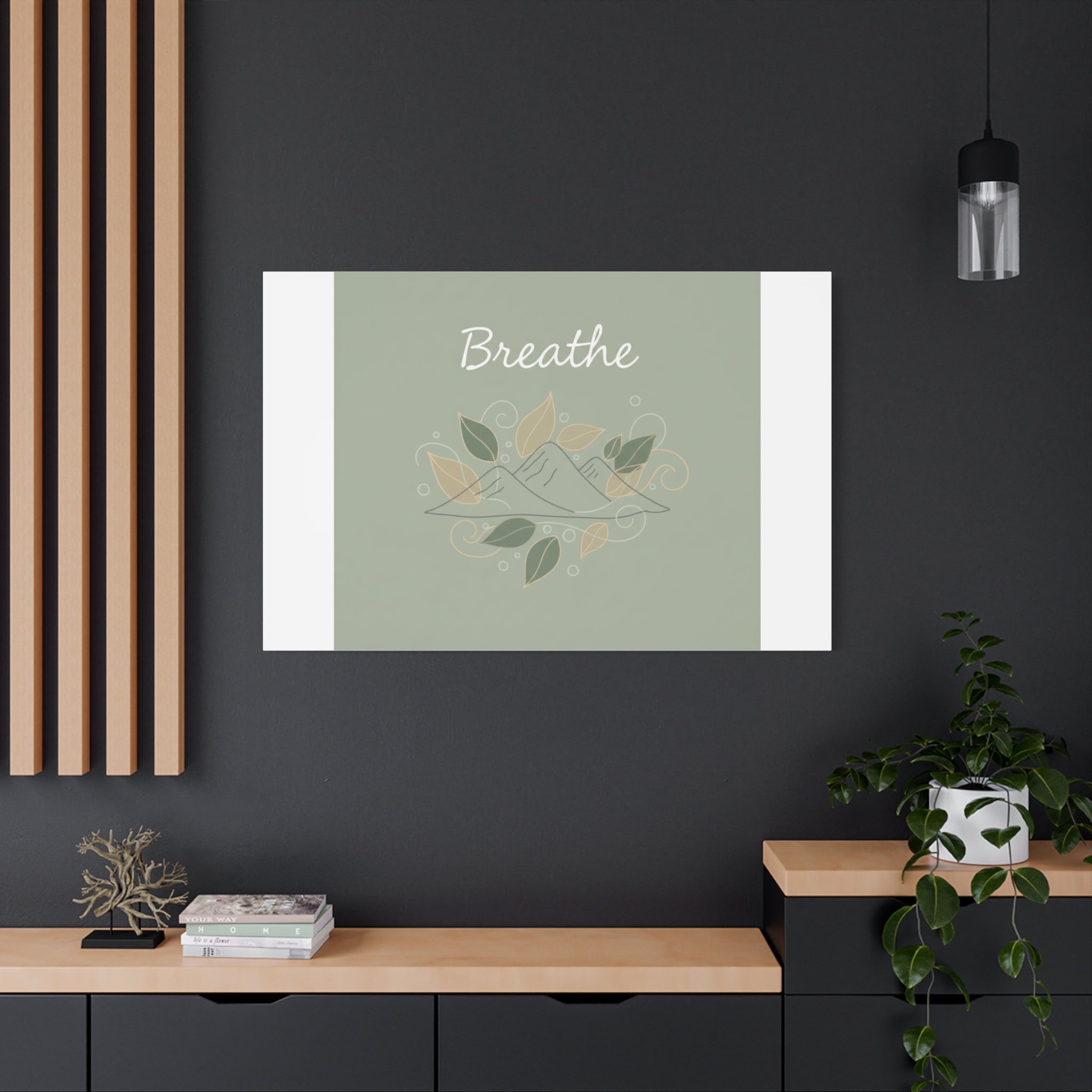Breathe Mountain Line Canvas | Nature Symbols, Minimal Forest Wall Art