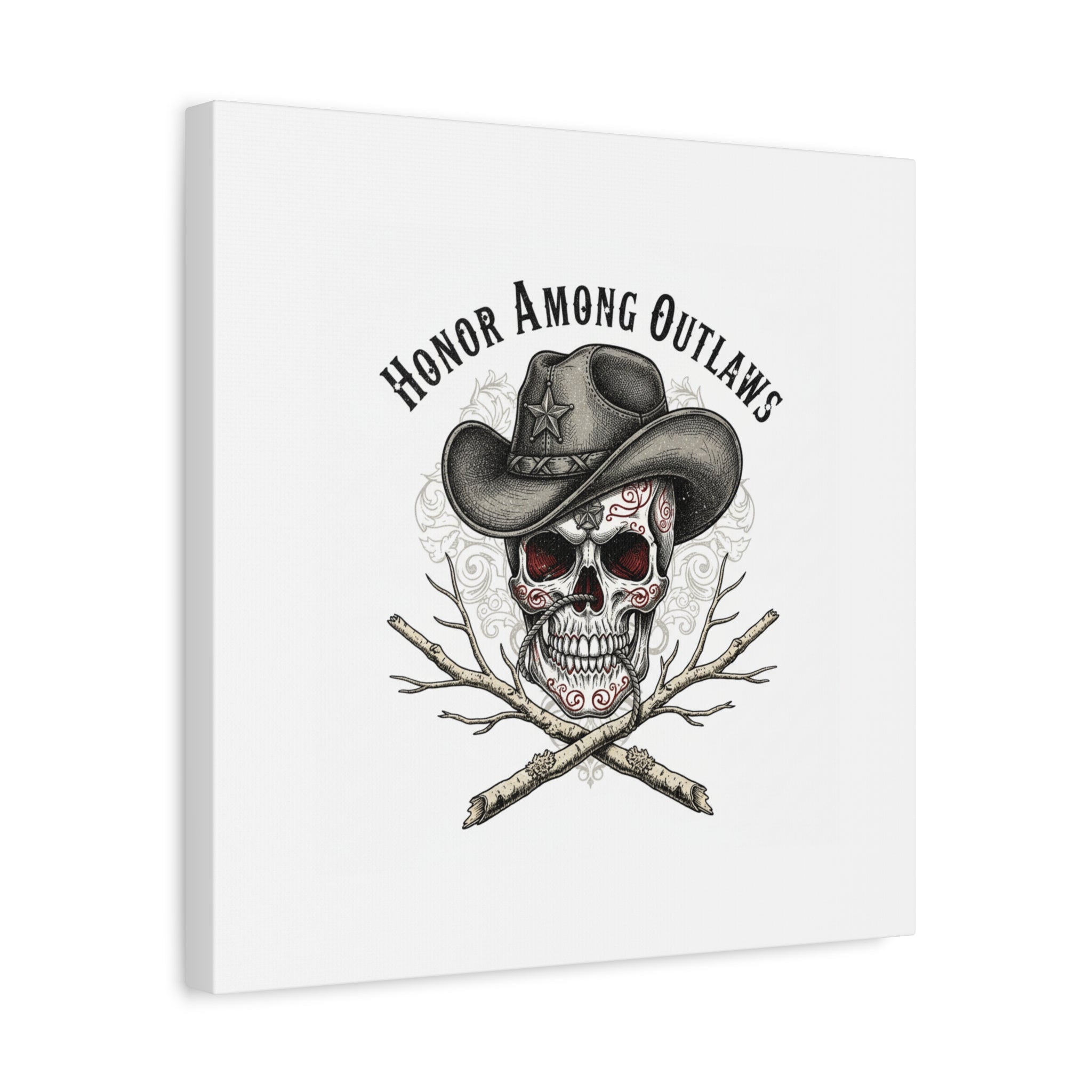 Honor Among Outlaws Canvas | Western Skull Art, Gothic Americana Desert Noir