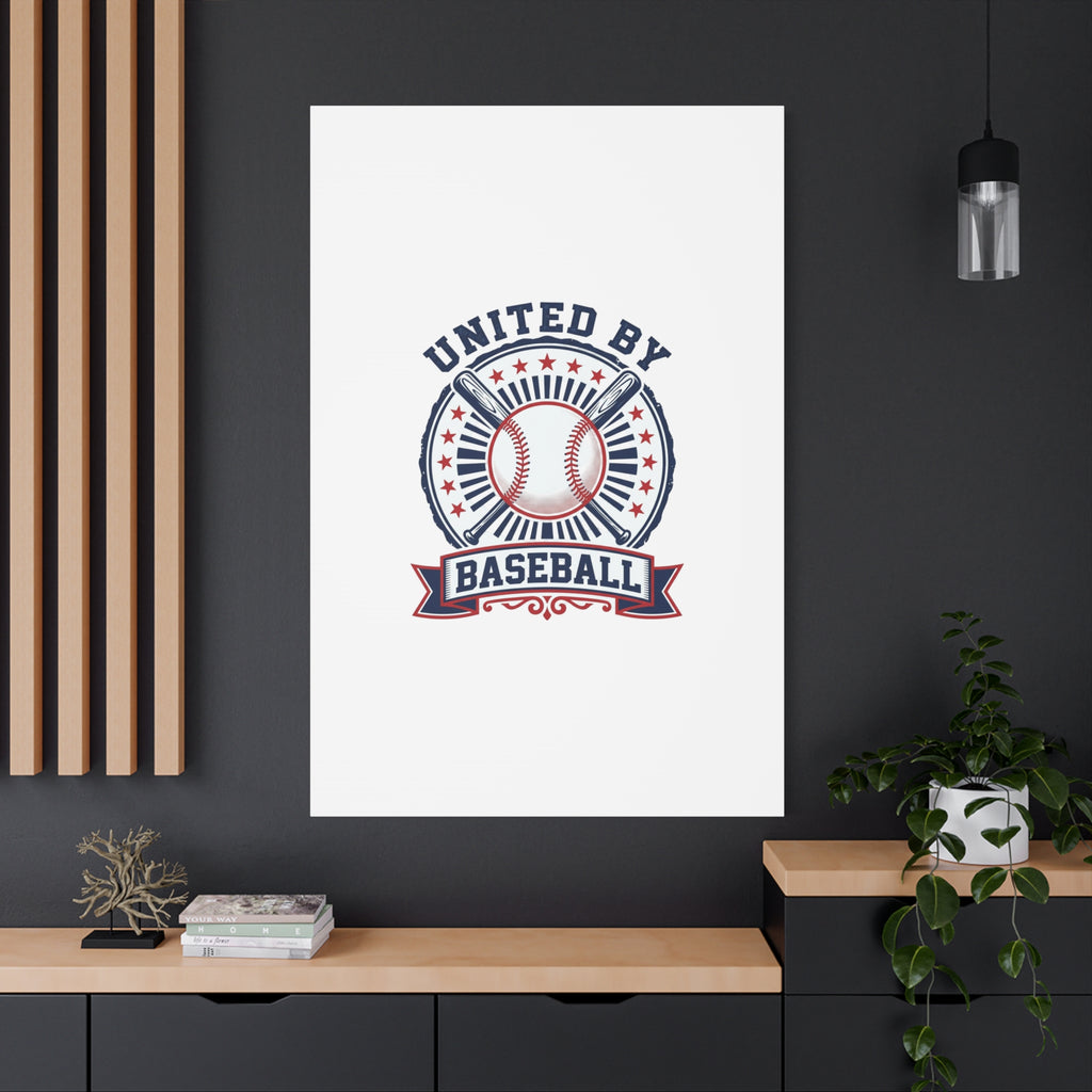 United by Baseball Canvas | Patriotic Baseball Graphic, Red White Blue Wall Art