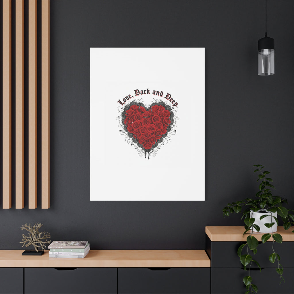 Love Dark and Deep Heart Canvas, Nu Romantic Gothic Romance, 80s Nostalgia
