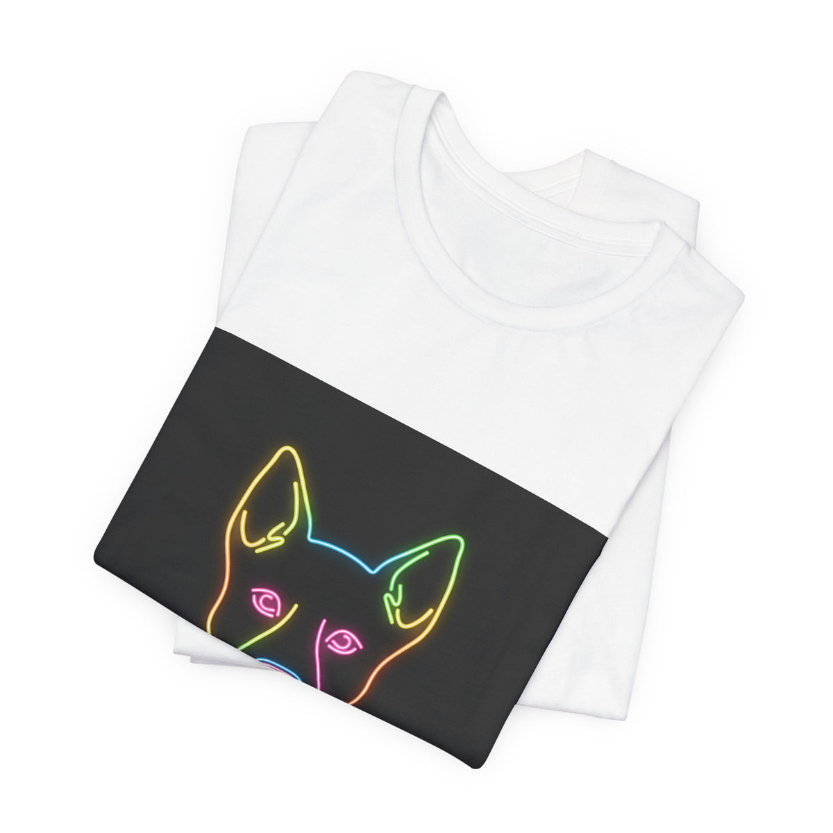 Neon Dog Face Tee — "Woof" Graphic T-Shirt