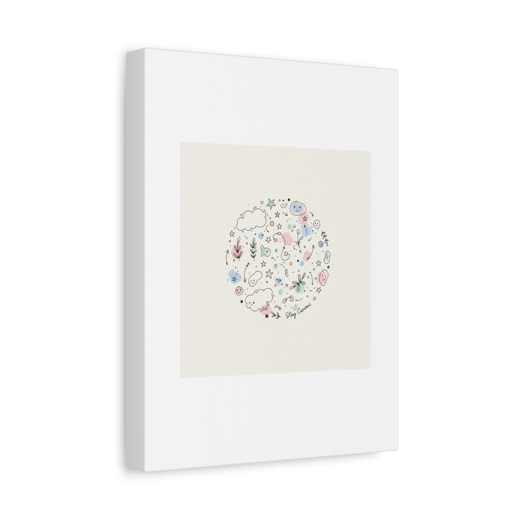 Doodle Circle Line Drawing Matte Canvas, Hand-Drawn Sketch Art