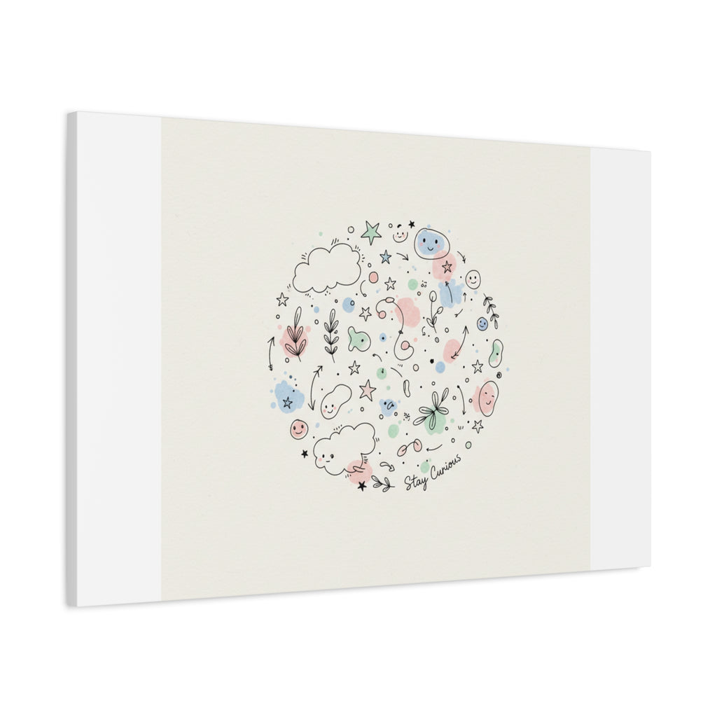 Doodle Circle Line Drawing Matte Canvas, Hand-Drawn Sketch Art