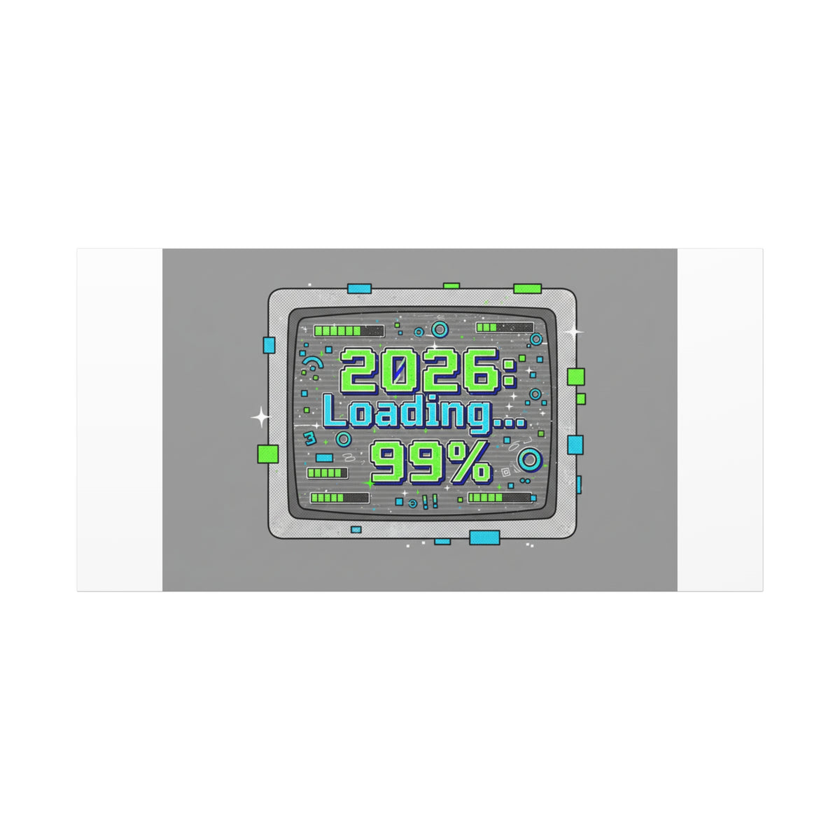 2026 Loading 99% Canvas | NYE countdown, retro system interface
