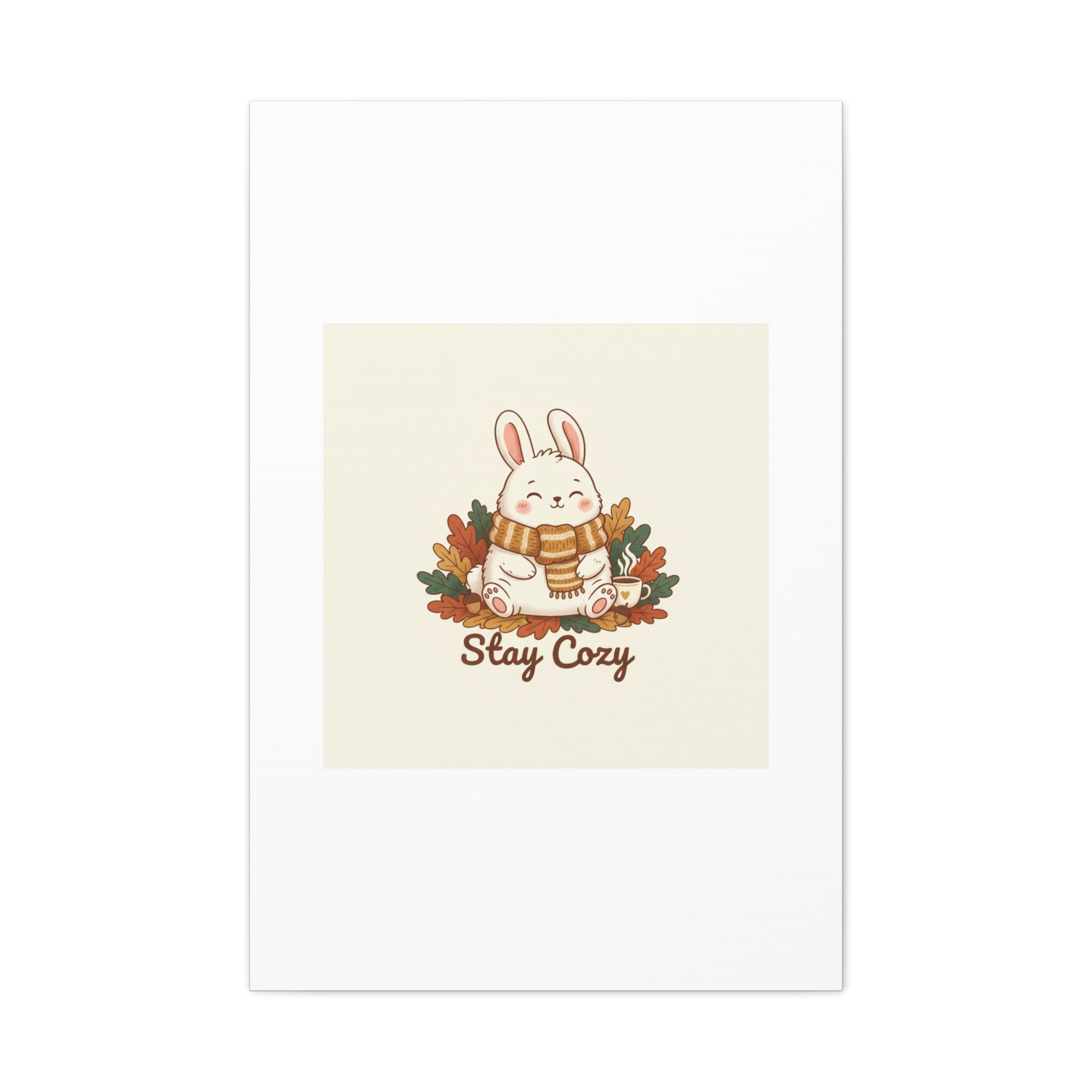 Cozy Bunny Illustration Canvas | Cute Critter Winter Forest Art