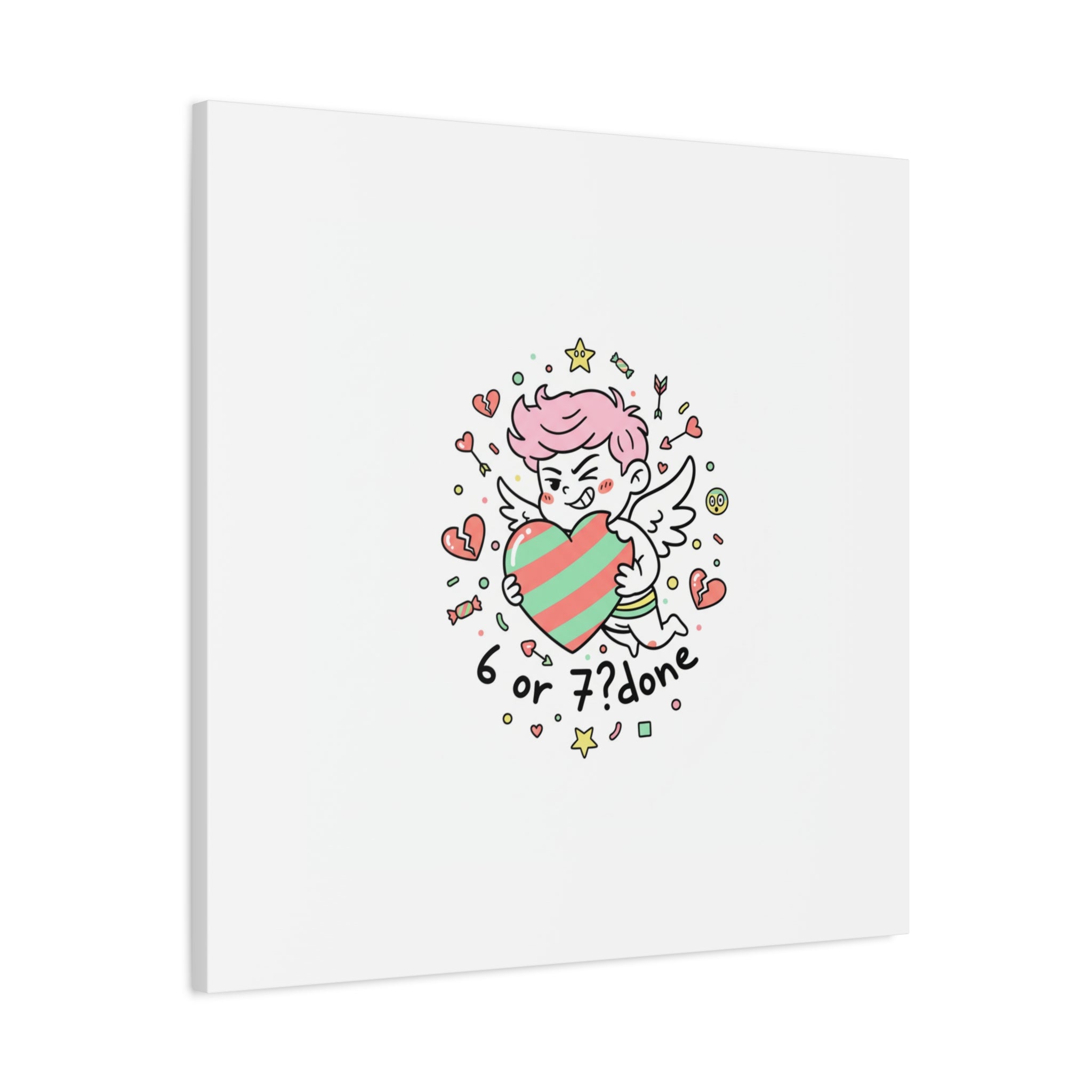 Weird Cupid heart illustration Canvas | Weird Valentine, quirky chaotic love