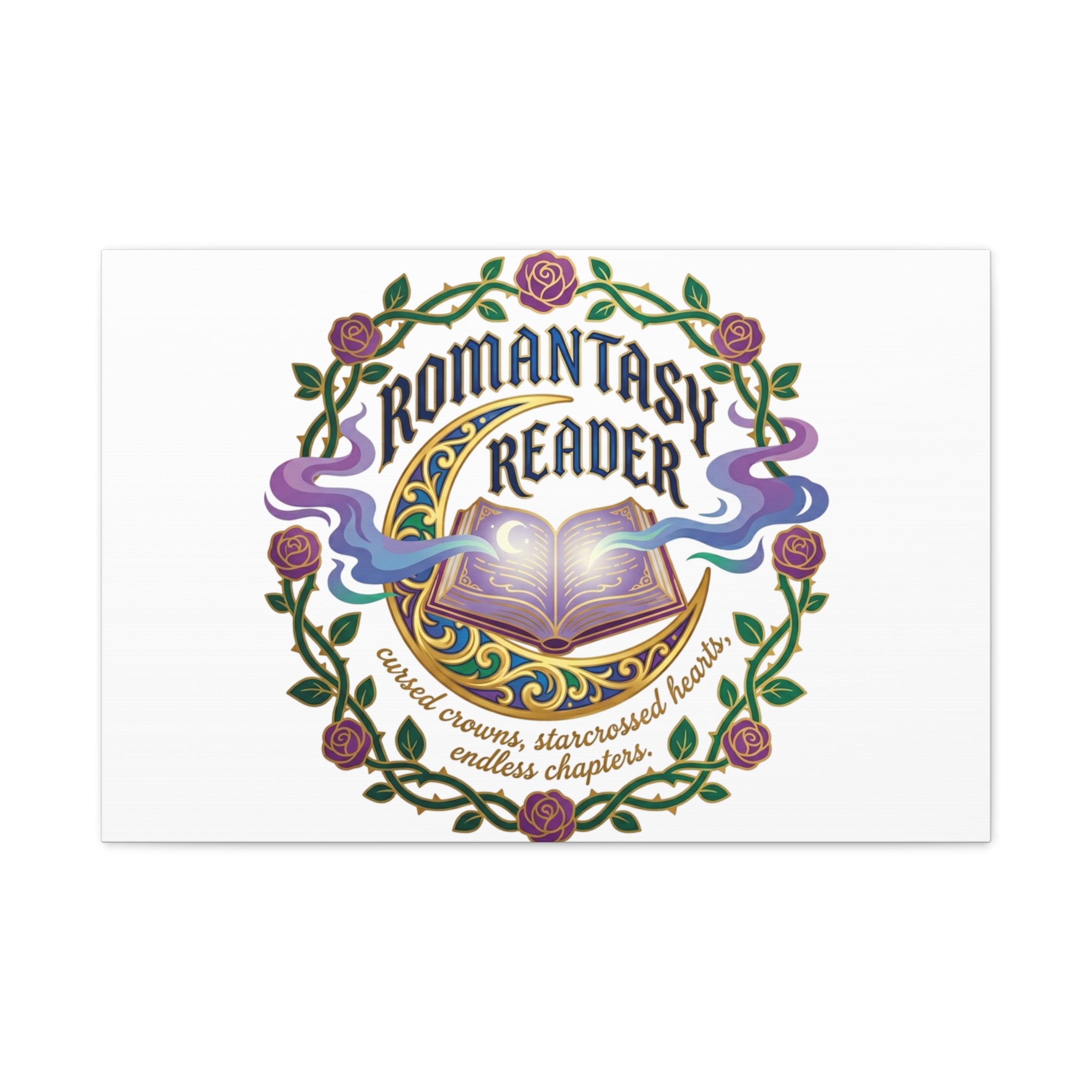 Romantasy Reader Canvas Print | enchanted bookish celestial gothic