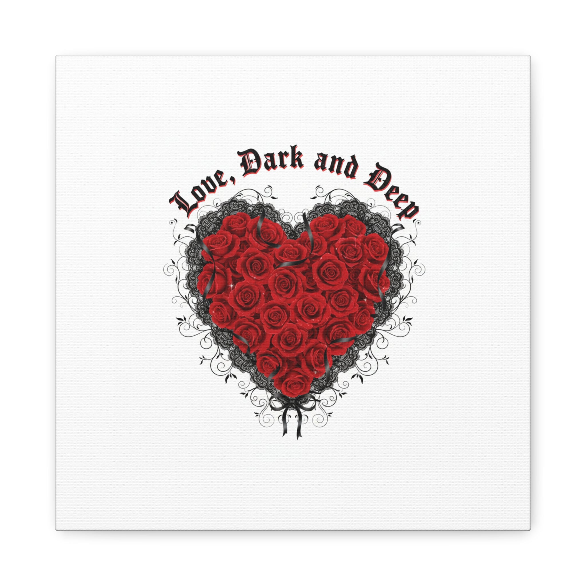 Love Dark and Deep Heart Canvas, Nu Romantic Gothic Romance, 80s Nostalgia