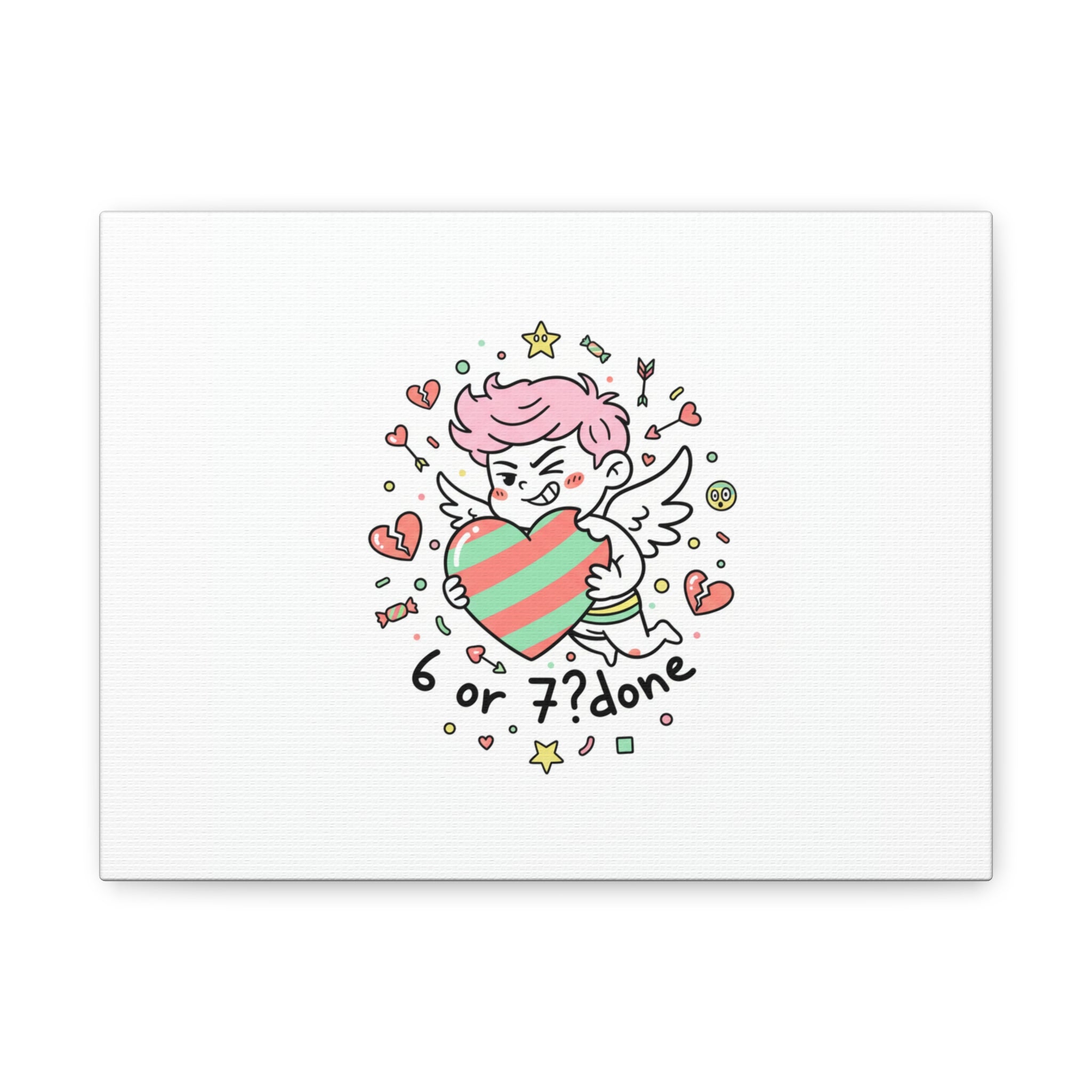 Weird Cupid heart illustration Canvas | Weird Valentine, quirky chaotic love