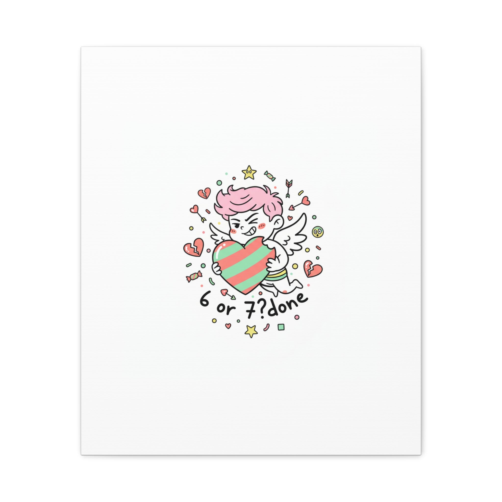 Weird Cupid heart illustration Canvas | Weird Valentine, quirky chaotic love
