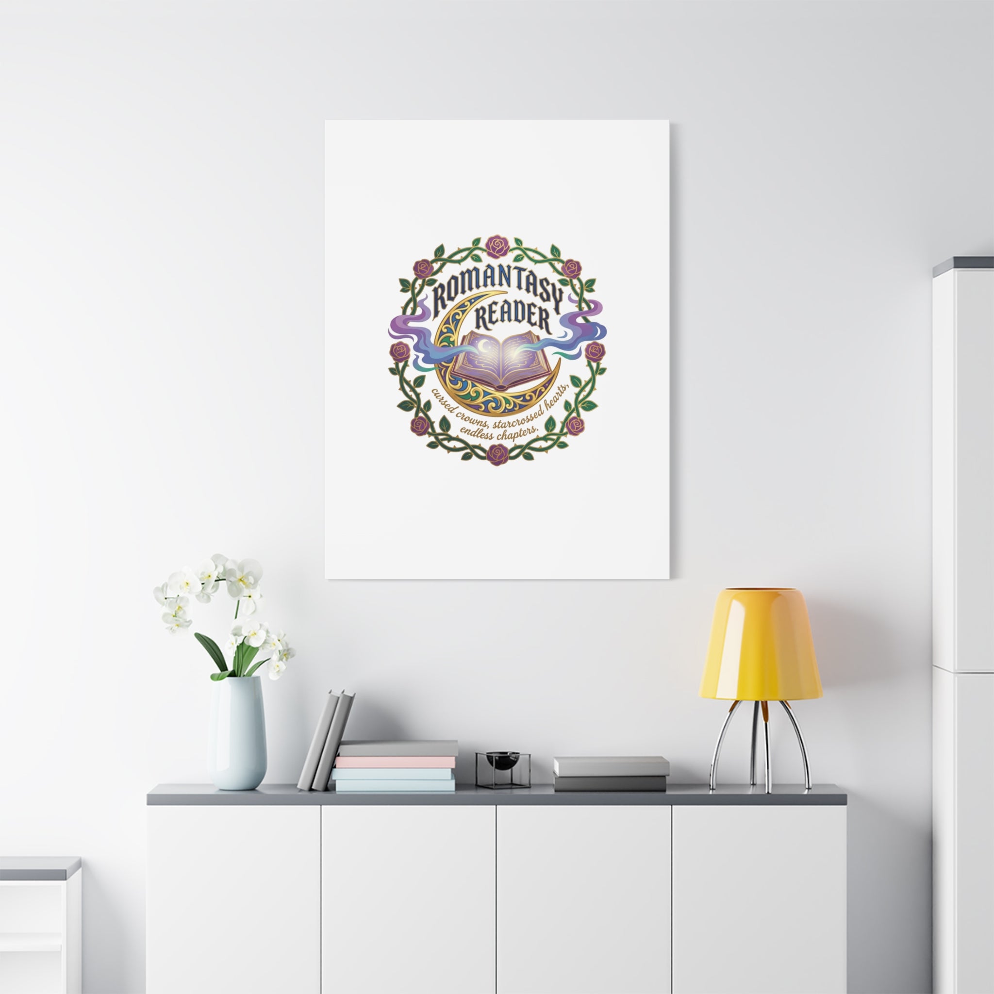 Romantasy Reader Canvas Print | enchanted bookish celestial gothic
