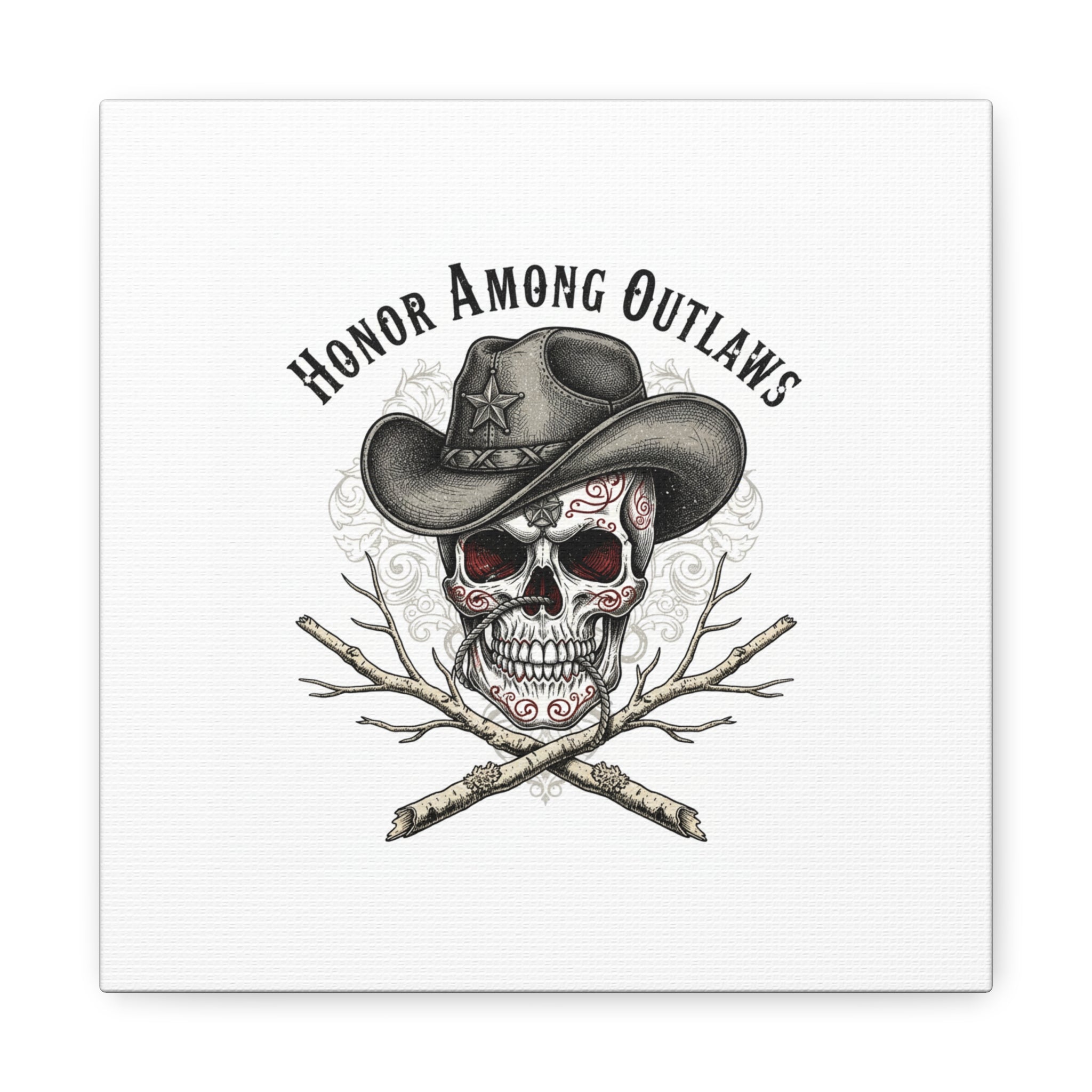 Honor Among Outlaws Canvas | Western Skull Art, Gothic Americana Desert Noir