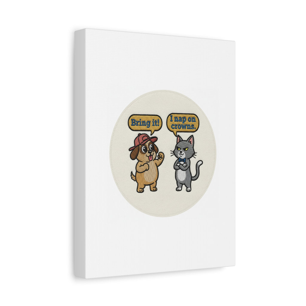 Funny Cat vs Dog Canvas | Pet Rivalry Wall Art