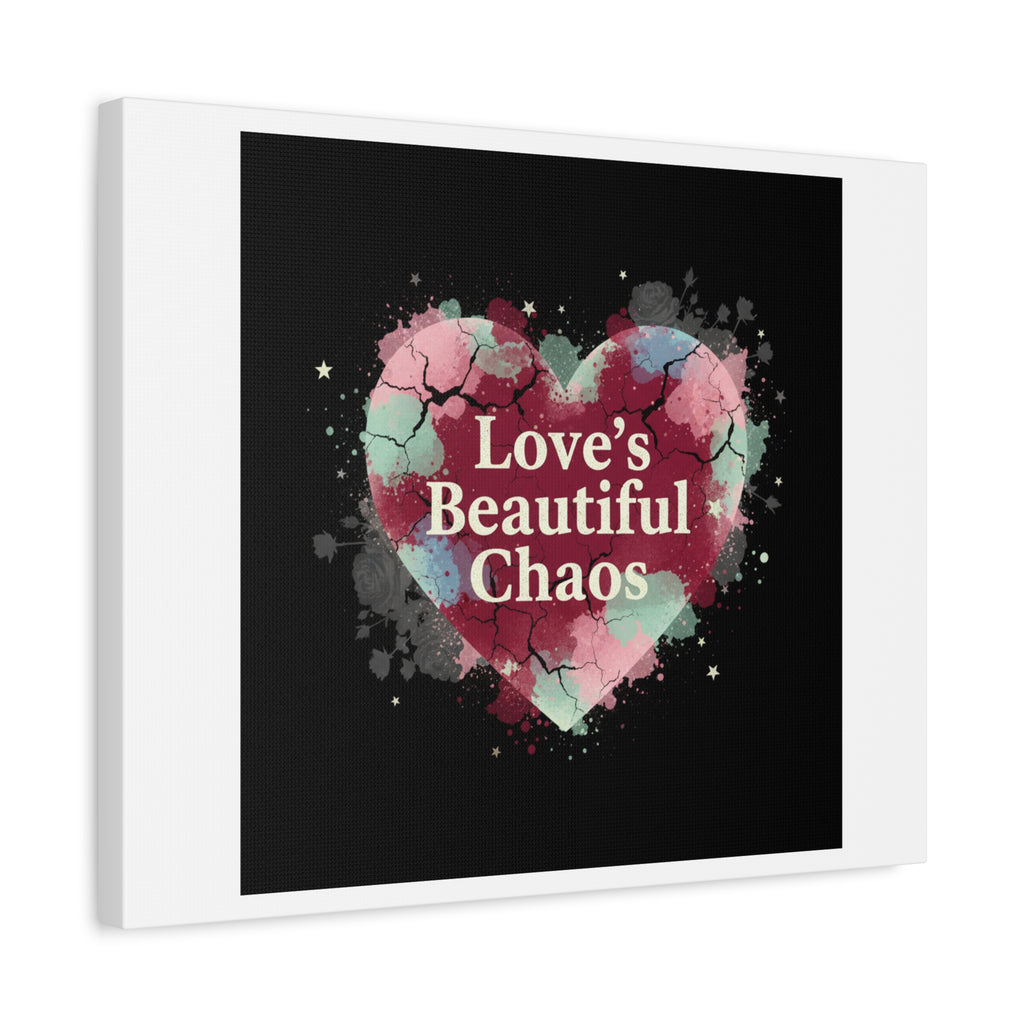 Love's Beautiful Chaos Canvas Print | Soft Grunge Hearts, Distressed Heart Art