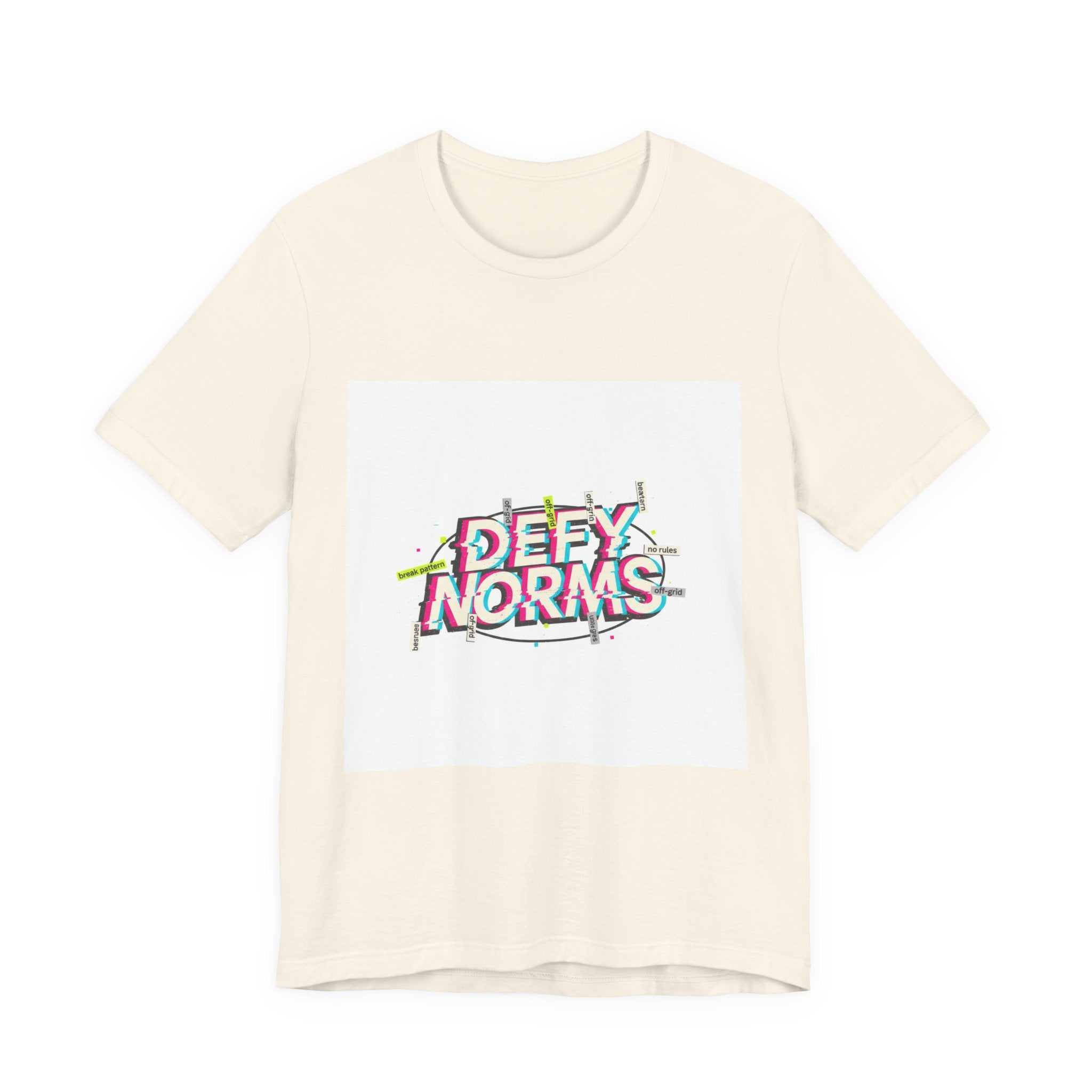 Defy Norms glitch font tee | anti-aesthetic, chaotic design shirt
