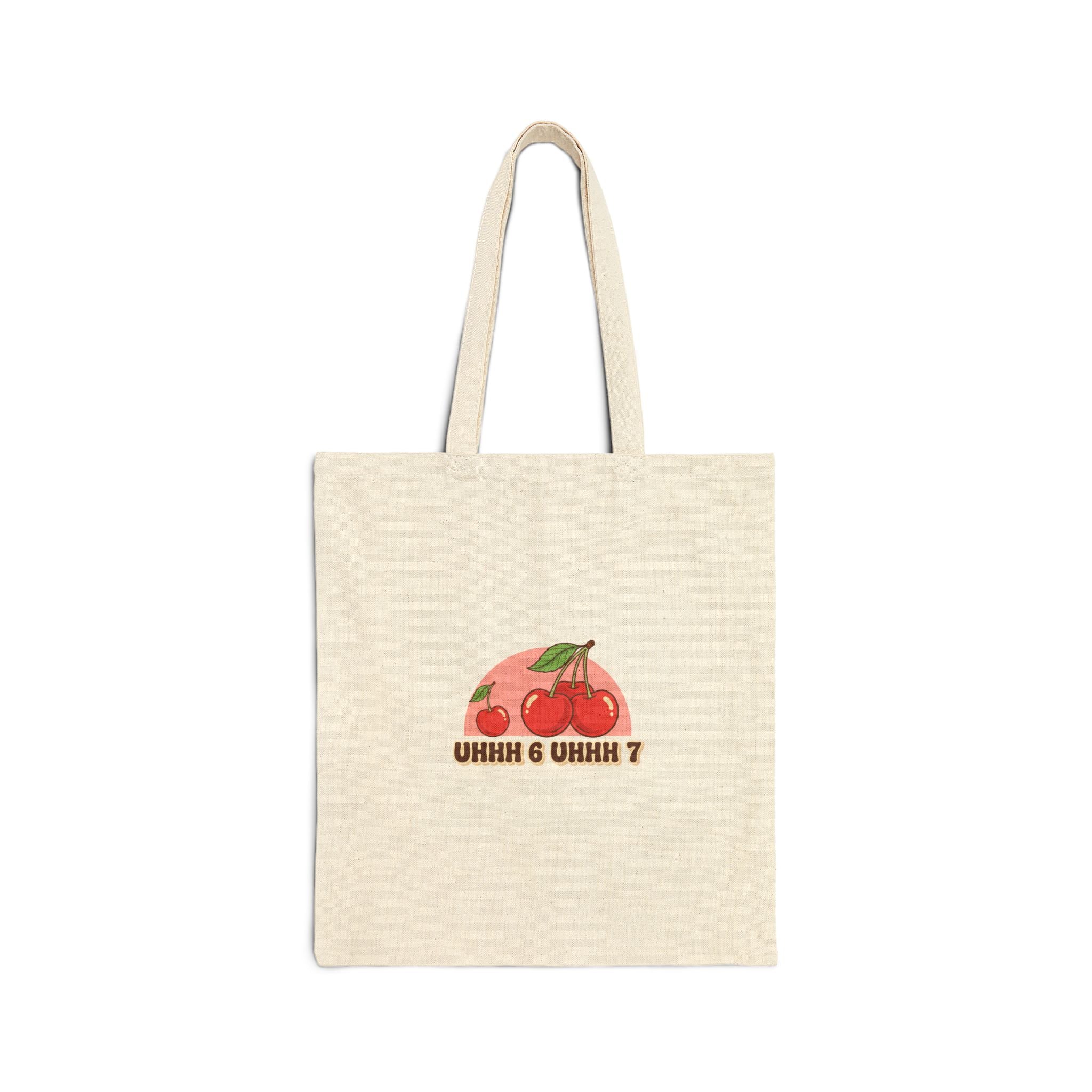 Retro Cherry Graphic Tote, fruit print canvas tote | kawaii cherry design