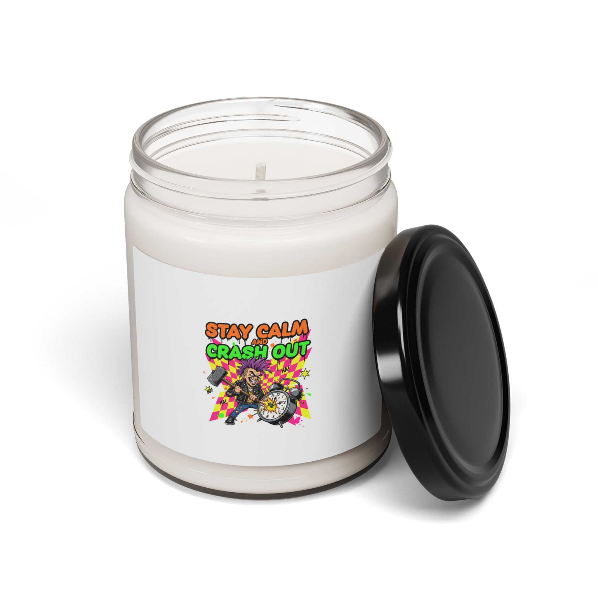 Crash Out Sticker Candle | neon meltdown, skate graffiti warning